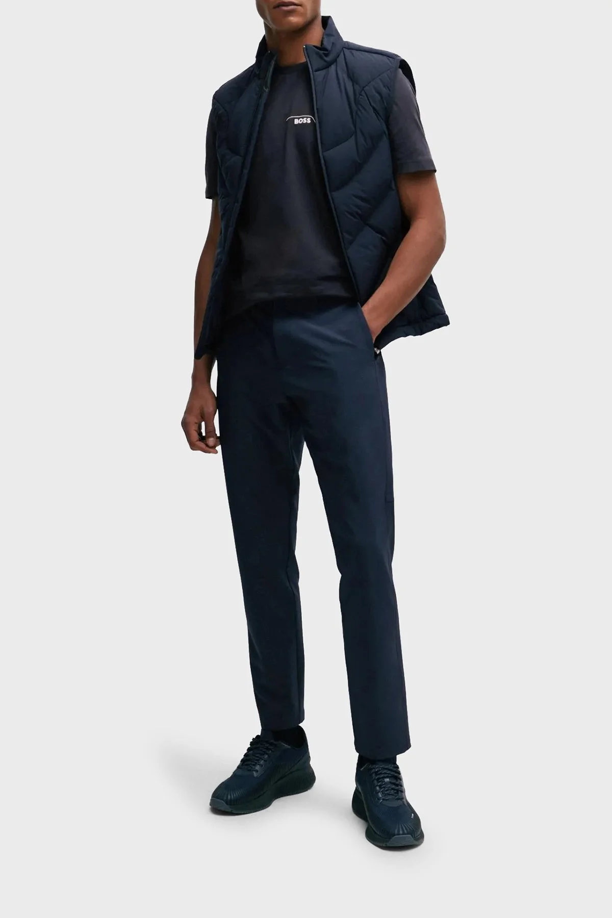 Boss Baskılı % 100 Pamuk Regular Fit Bisiklet Yaka Erkek T Shirt 50506358 402 LACİVERT - 2