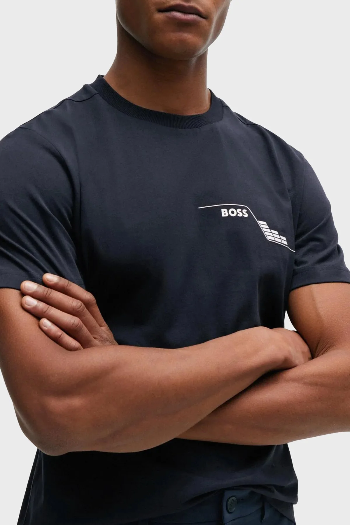 Boss Baskılı % 100 Pamuk Regular Fit Bisiklet Yaka Erkek T Shirt 50506358 402 LACİVERT - 4
