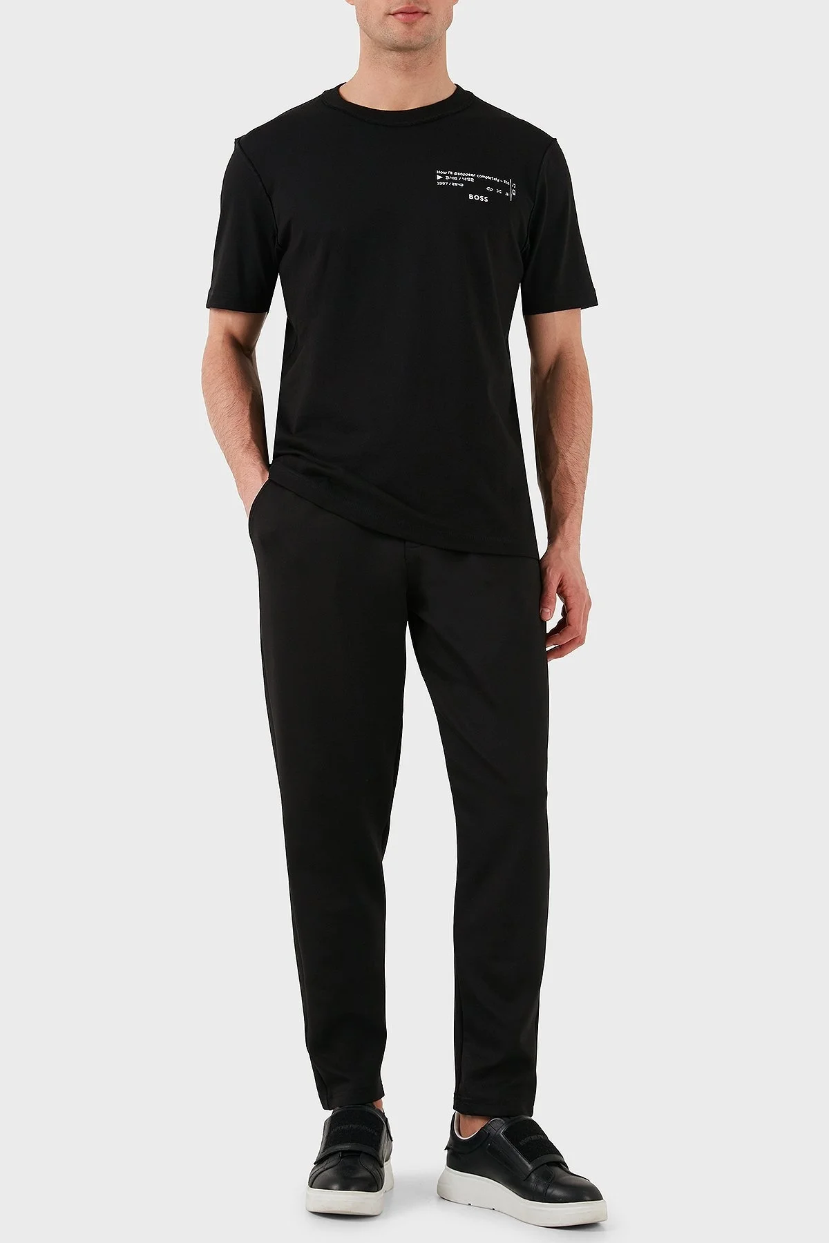 Boss Baskılı % 100 Pamuk Regular Fit Bisiklet Yaka Erkek T Shirt 50509904 002 SİYAH - 2