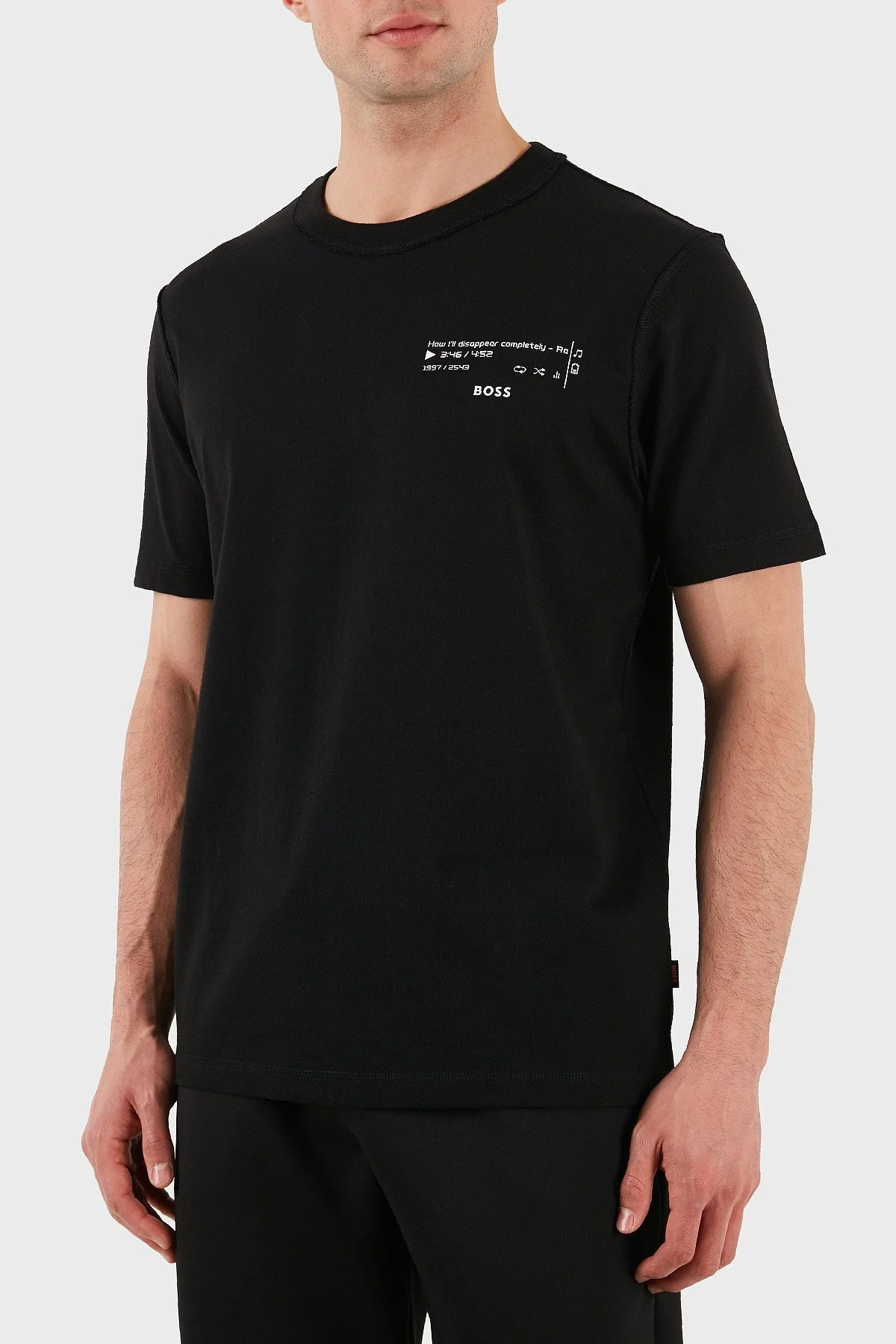 Boss Baskılı % 100 Pamuk Regular Fit Bisiklet Yaka Erkek T Shirt 50509904 002 SİYAH - 4