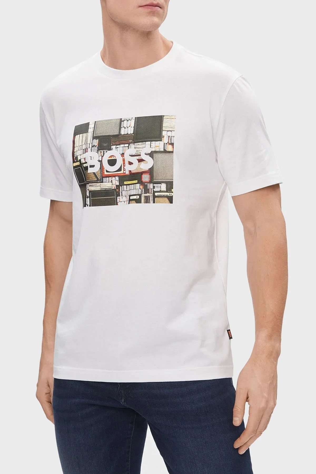 Boss Baskılı % 100 Pamuk Regular Fit Bisiklet Yaka Erkek T Shirt 50510009 101 BEYAZ - 1