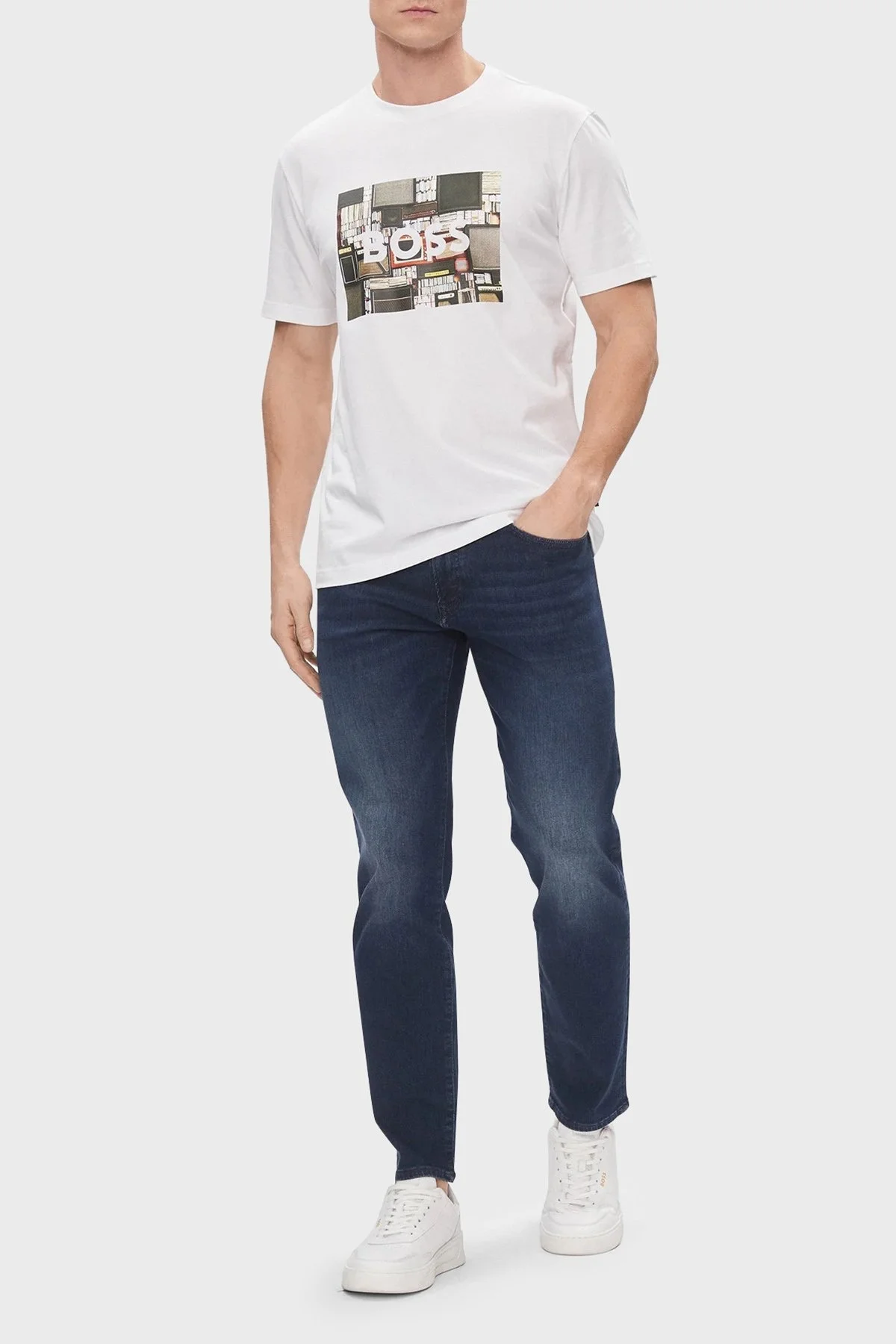 Boss Baskılı % 100 Pamuk Regular Fit Bisiklet Yaka Erkek T Shirt 50510009 101 BEYAZ - 2