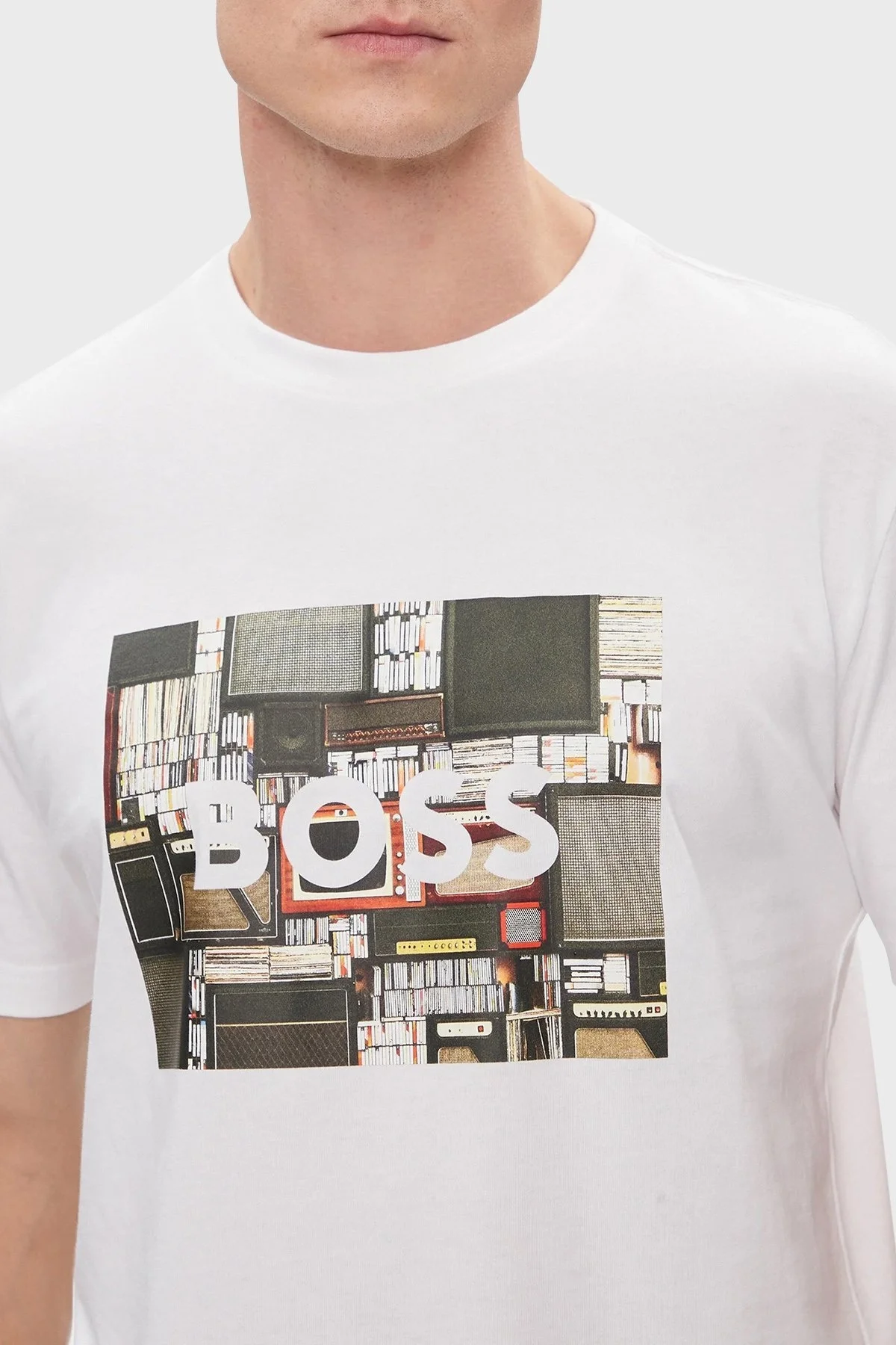 Boss Baskılı % 100 Pamuk Regular Fit Bisiklet Yaka Erkek T Shirt 50510009 101 BEYAZ - 4