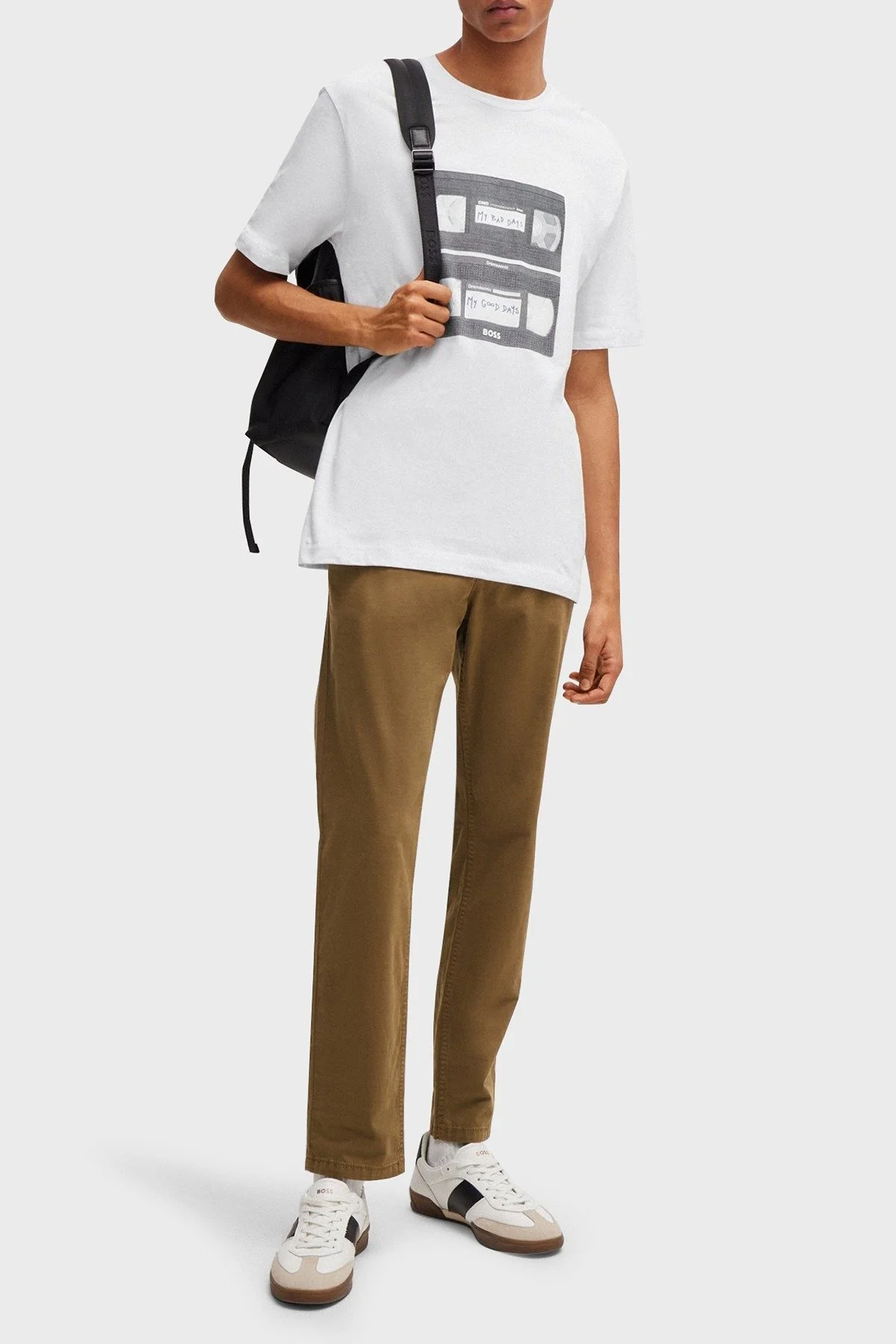 Boss Baskılı % 100 Pamuk Regular Fit Bisiklet Yaka Erkek T Shirt 50510021 100 BEYAZ - 2