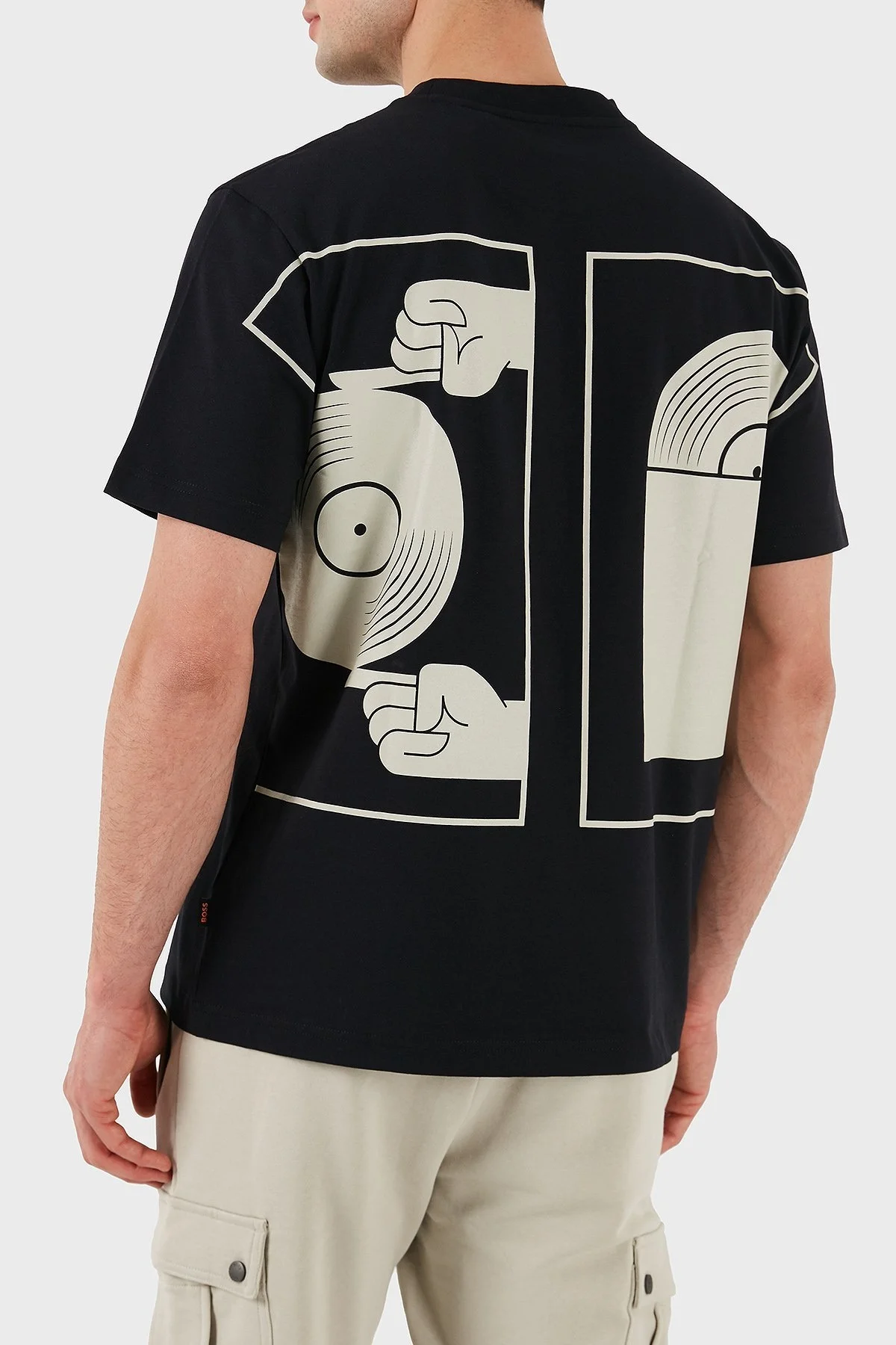Boss Baskılı % 100 Pamuk Regular Fit Bisiklet Yaka Erkek T Shirt 50515981 001 SİYAH - 6
