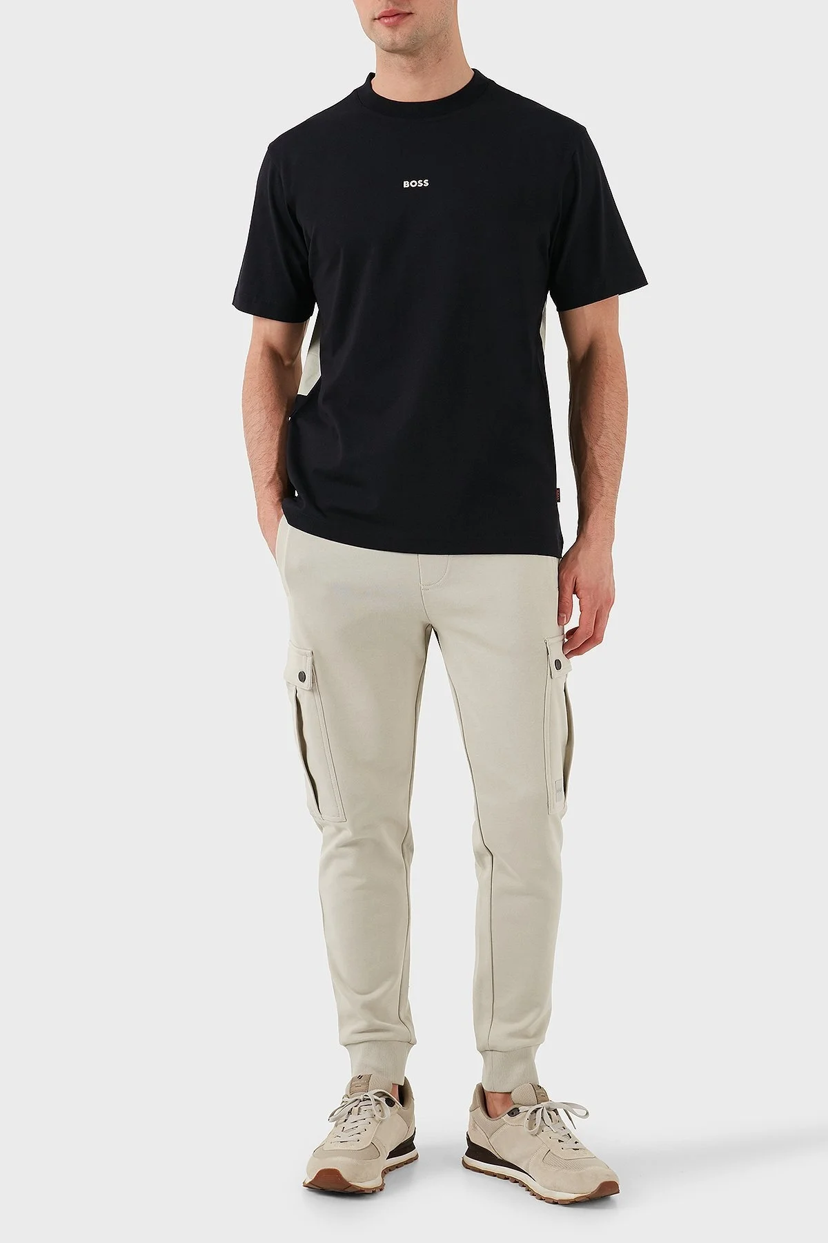 Boss Baskılı % 100 Pamuk Regular Fit Bisiklet Yaka Erkek T Shirt 50515981 001 SİYAH - 7