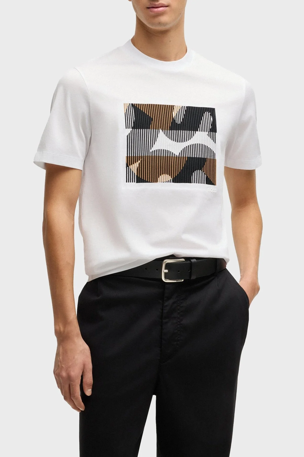 Boss Baskılı % 100 Pamuk Regular Fit Bisiklet Yaka Erkek T Shirt 50531862 100 BEYAZ - 1