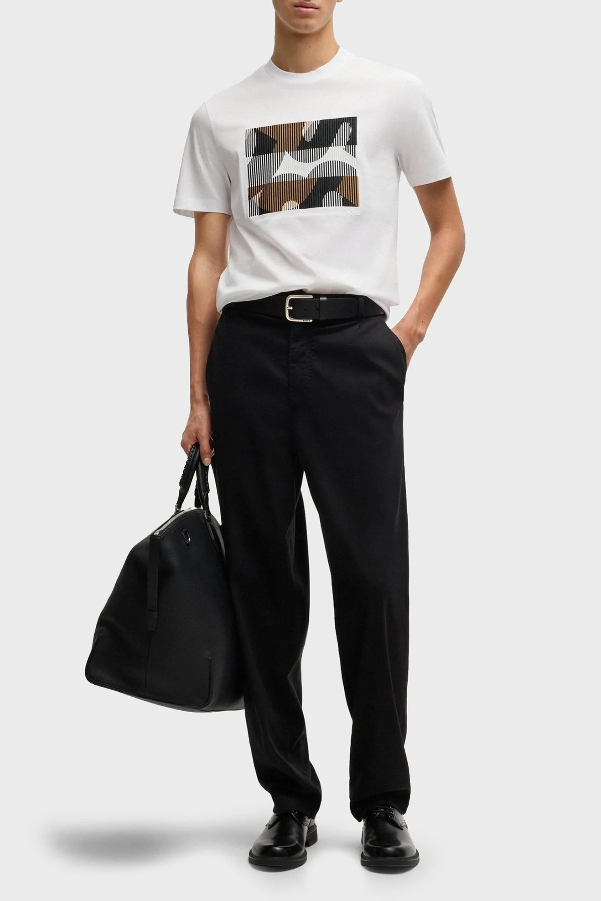 Boss Baskılı % 100 Pamuk Regular Fit Bisiklet Yaka Erkek T Shirt 50531862 100 BEYAZ - 2