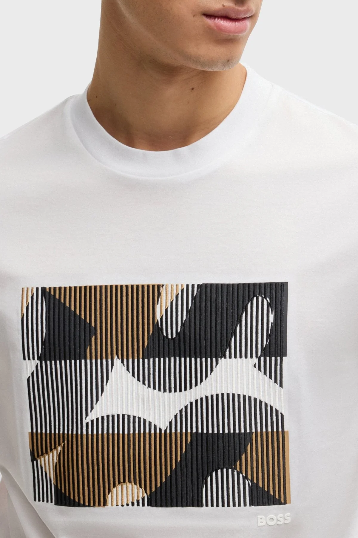 Boss Baskılı % 100 Pamuk Regular Fit Bisiklet Yaka Erkek T Shirt 50531862 100 BEYAZ - 4