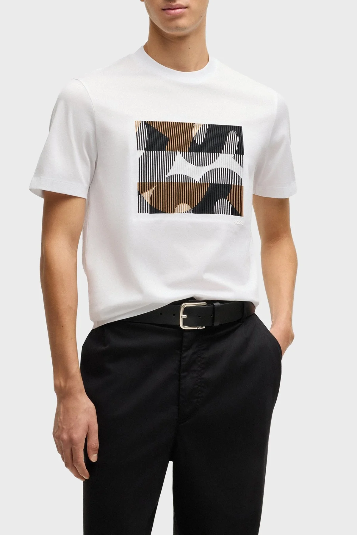 Boss Baskılı % 100 Pamuk Regular Fit Bisiklet Yaka Erkek T Shirt 50531862 101 BEYAZ - 1