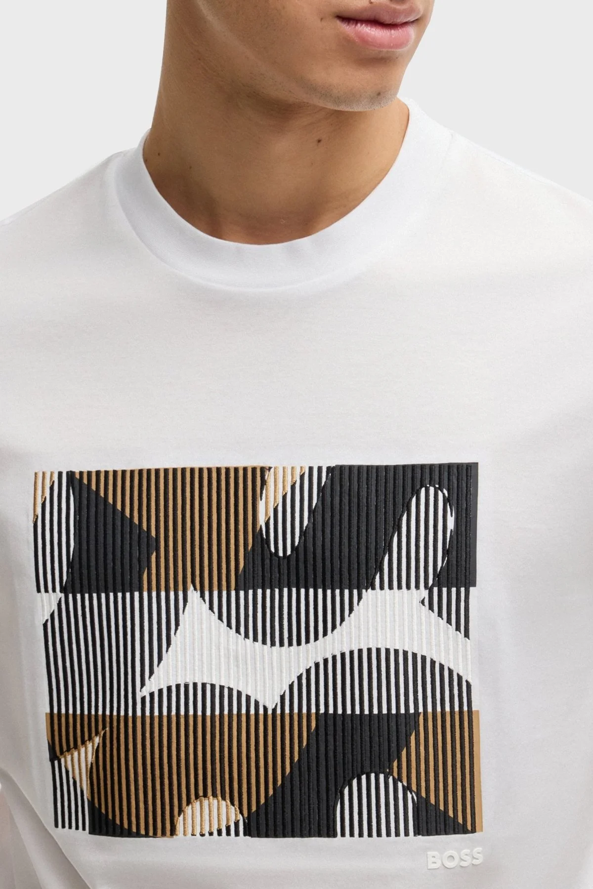 Boss Baskılı % 100 Pamuk Regular Fit Bisiklet Yaka Erkek T Shirt 50531862 101 BEYAZ - 4