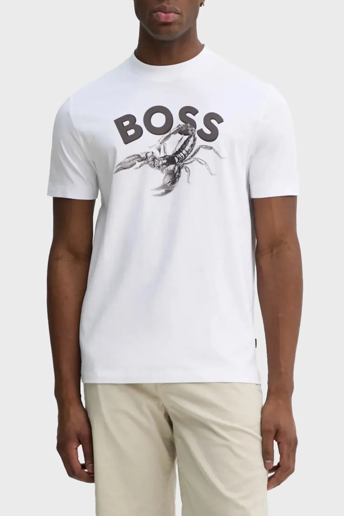 Boss Baskılı % 100 Pamuk Regular Fit Bisiklet Yaka Erkek T Shirt 50539196 100 BEYAZ - 1