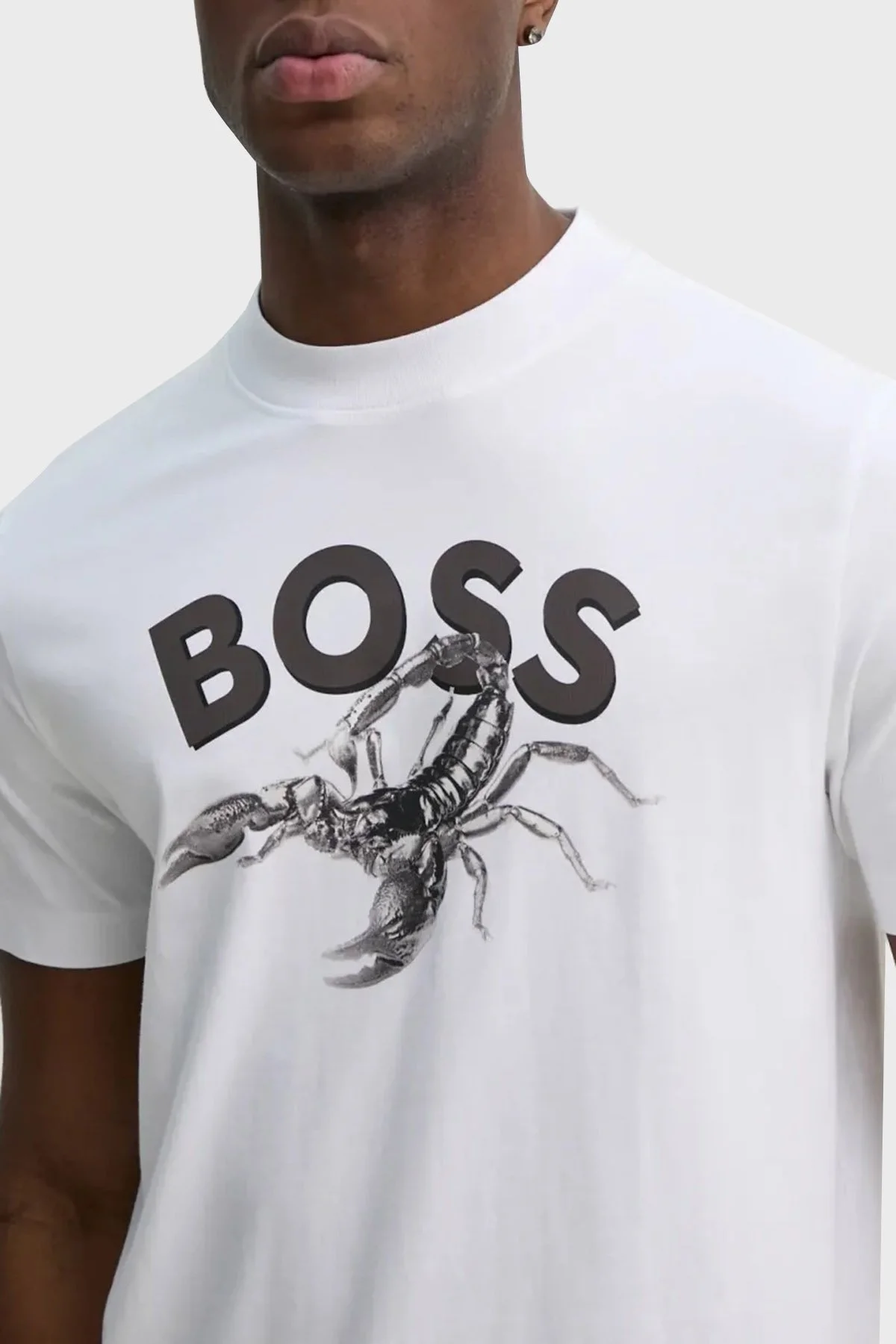 Boss Baskılı % 100 Pamuk Regular Fit Bisiklet Yaka Erkek T Shirt 50539196 100 BEYAZ - 4
