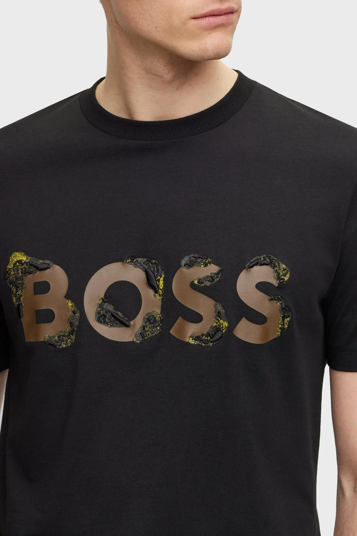 Boss Baskılı Bisiklet Yaka % 100 Pamuk Regular Fit Erkek T Shirt 50499584 001 SİYAH - 2
