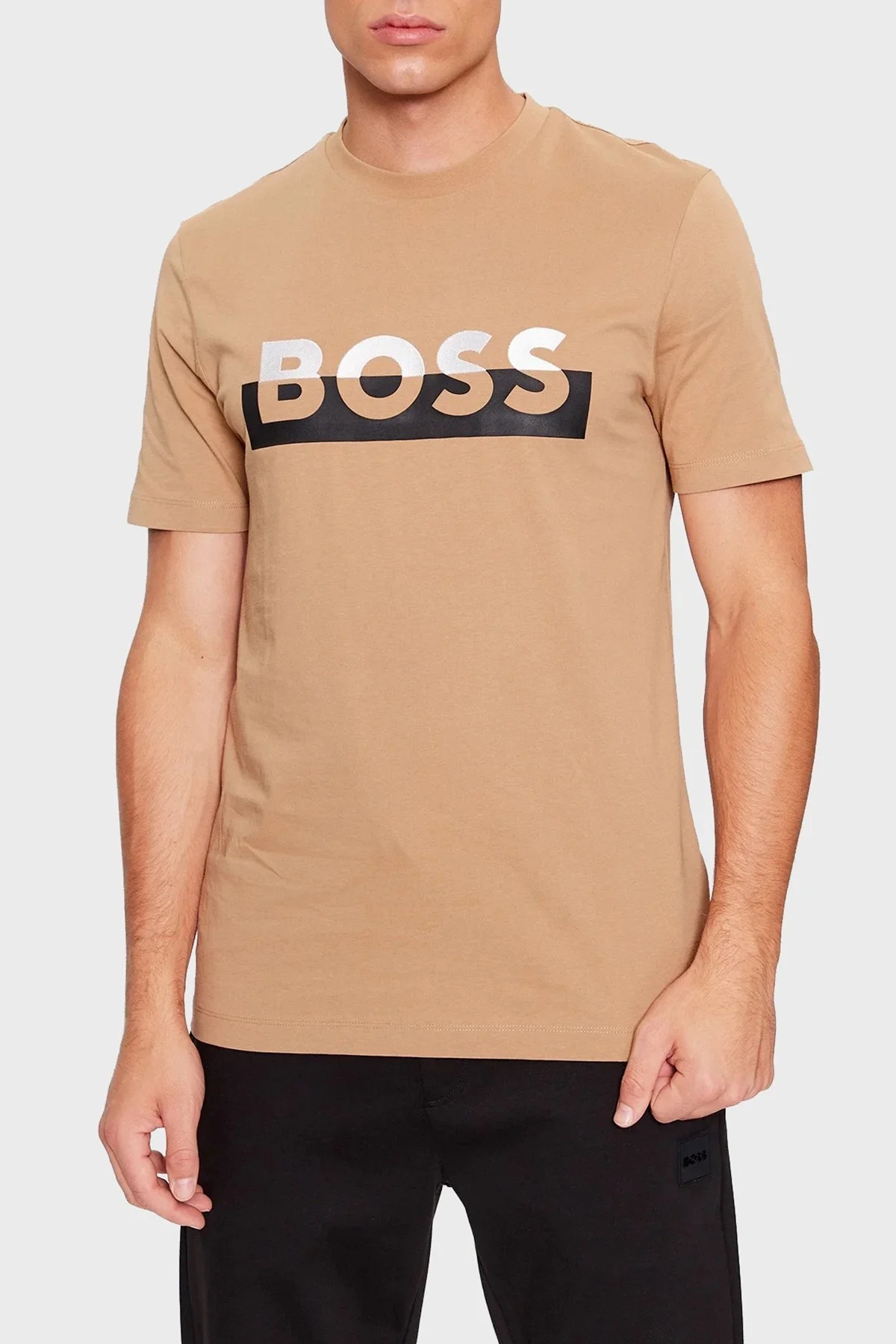 Boss Baskılı Bisiklet Yaka % 100 Pamuk Regular Fit Erkek T Shirt 50499584 260 TABA - 1