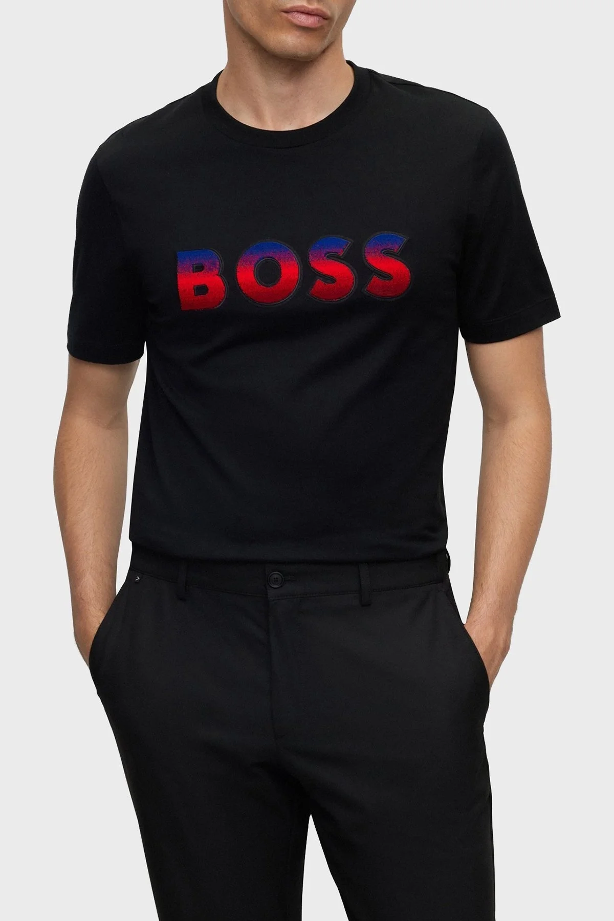 Boss Baskılı Bisiklet Yaka % 100 Pamuk Regular Fit Erkek T Shirt 50500760 001 SİYAH - 1