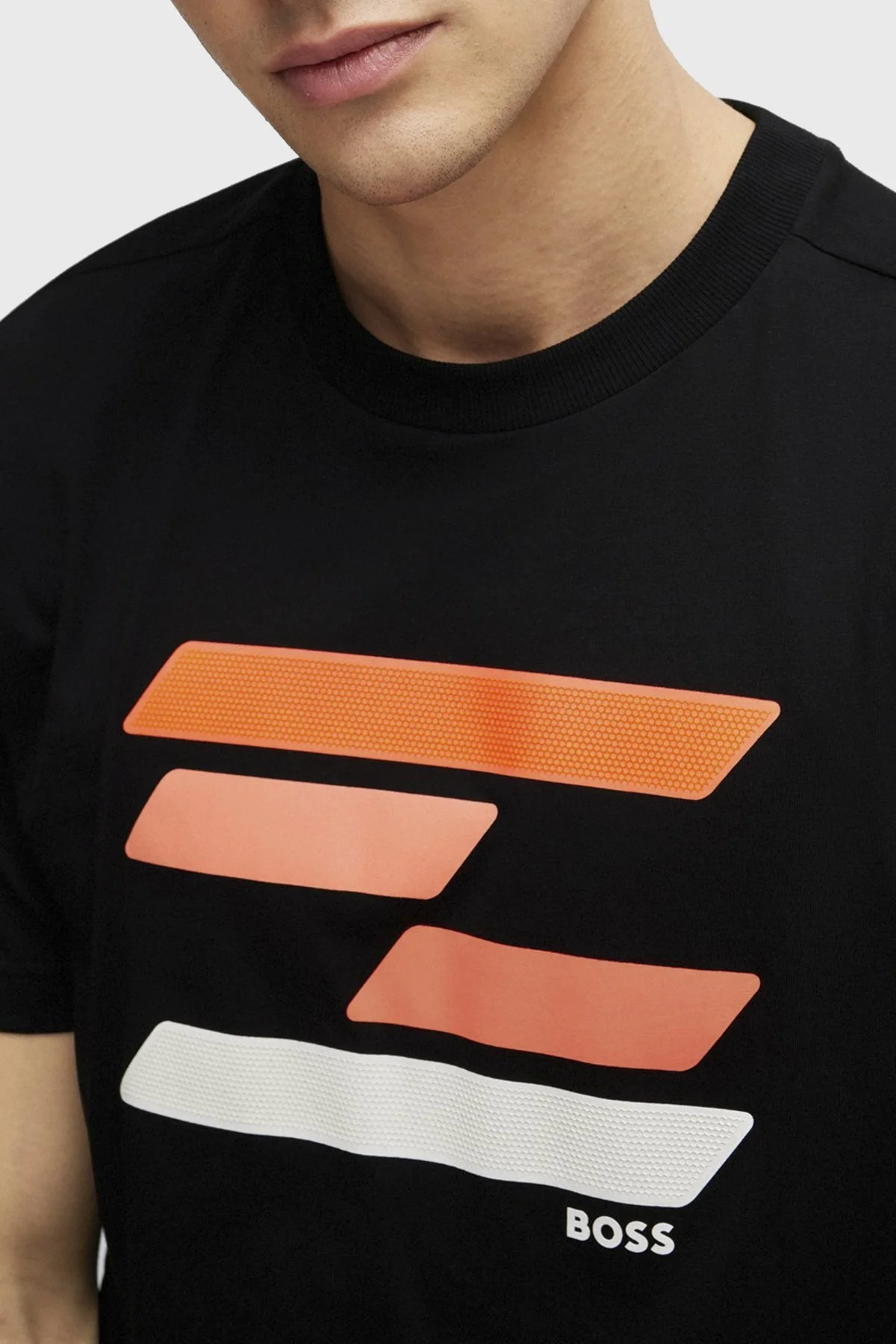 Boss Baskılı Bisiklet Yaka Regular Fit Pamuklu Jarse Erkek T Shirt 50513005 001 SİYAH - 3