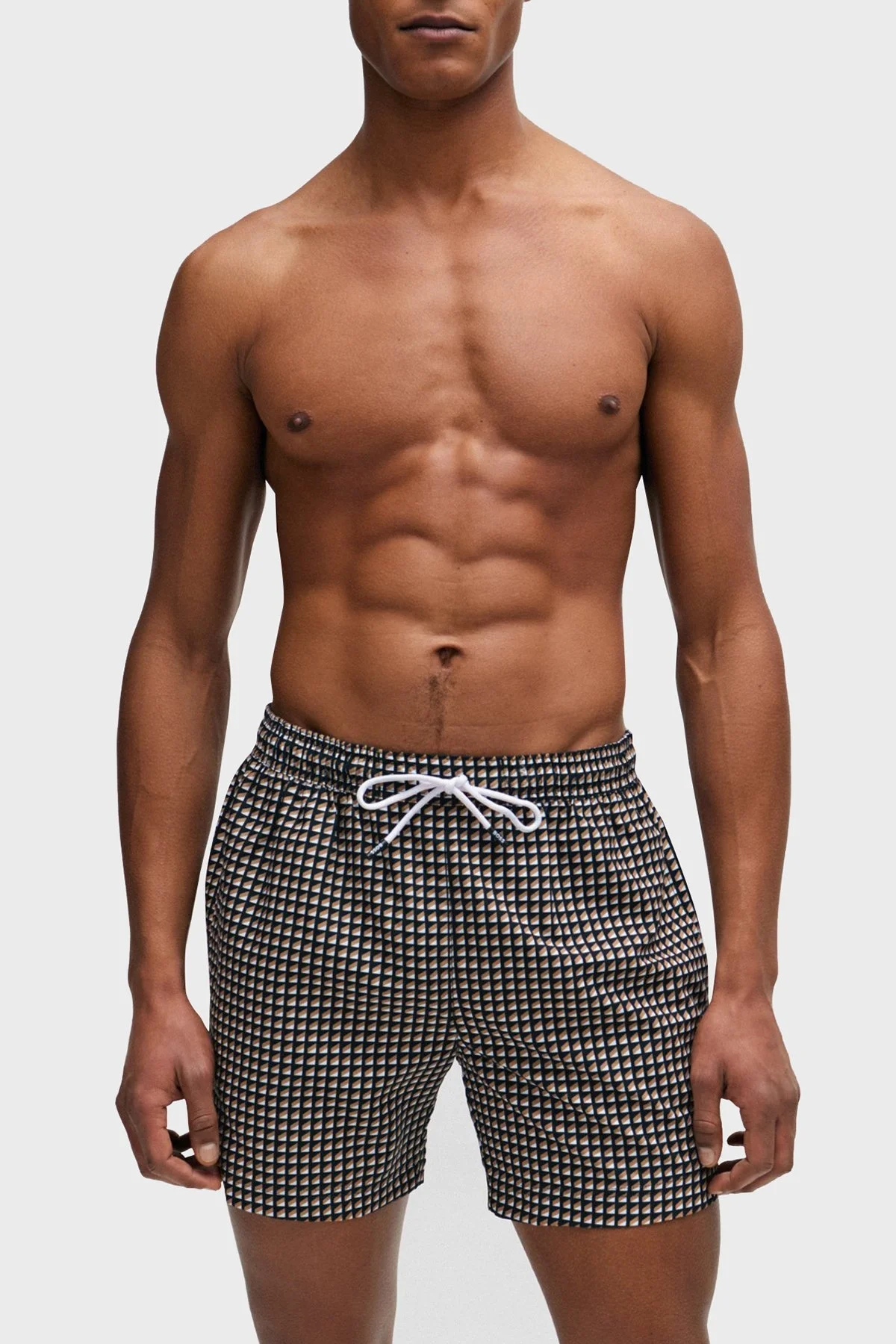 Boss Baskılı Deniz Şortu Belden Bağlamalı Çabuk Kuruyan Cepli Mayo Erkek Short 50509071 260 KAHVE - 1