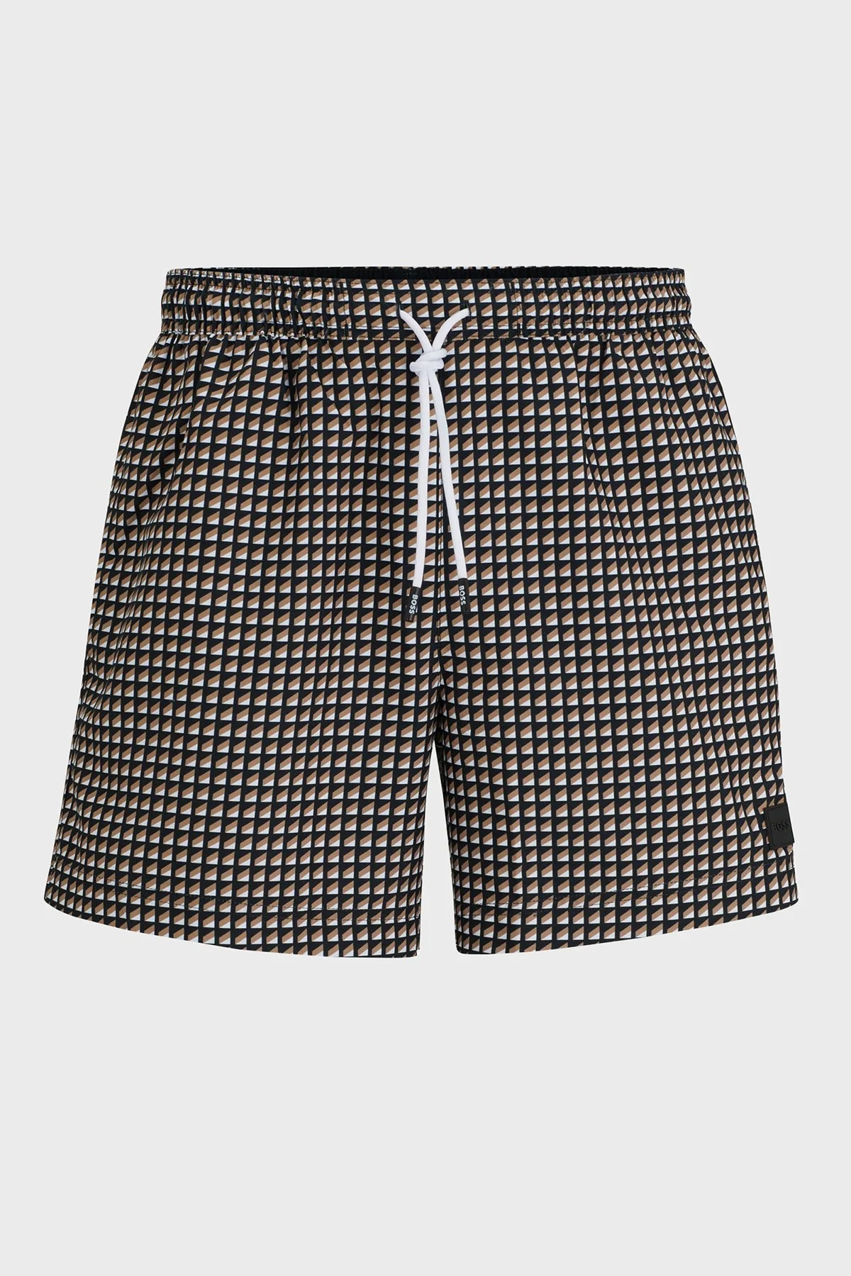 Boss Baskılı Deniz Şortu Belden Bağlamalı Çabuk Kuruyan Cepli Mayo Erkek Short 50509071 260 KAHVE - 4