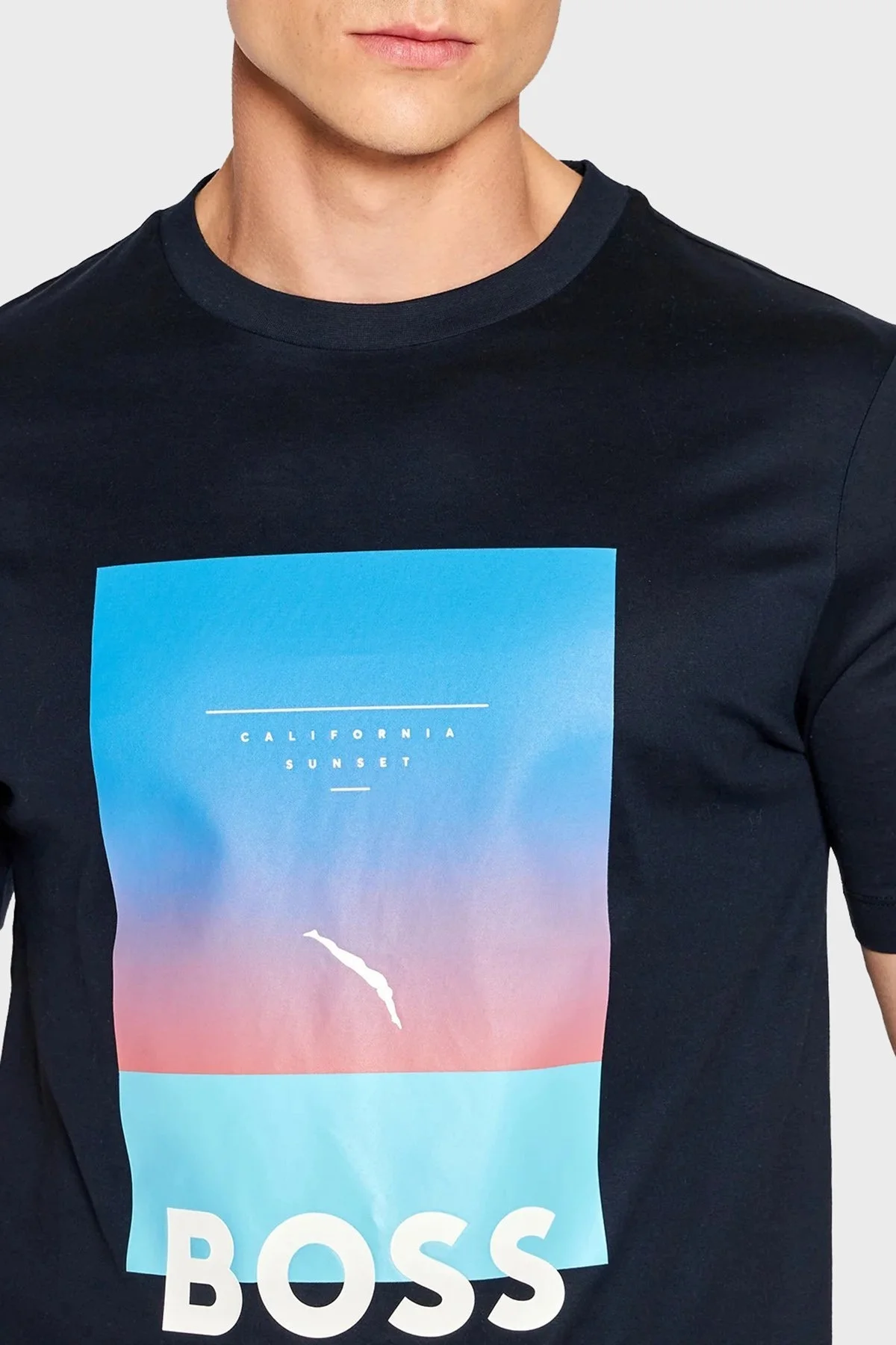 Boss Baskılı Merserize Pamuklu Bisiklet Yaka Slim Fit Erkek T Shirt 50469501 404 LACİVERT - 2