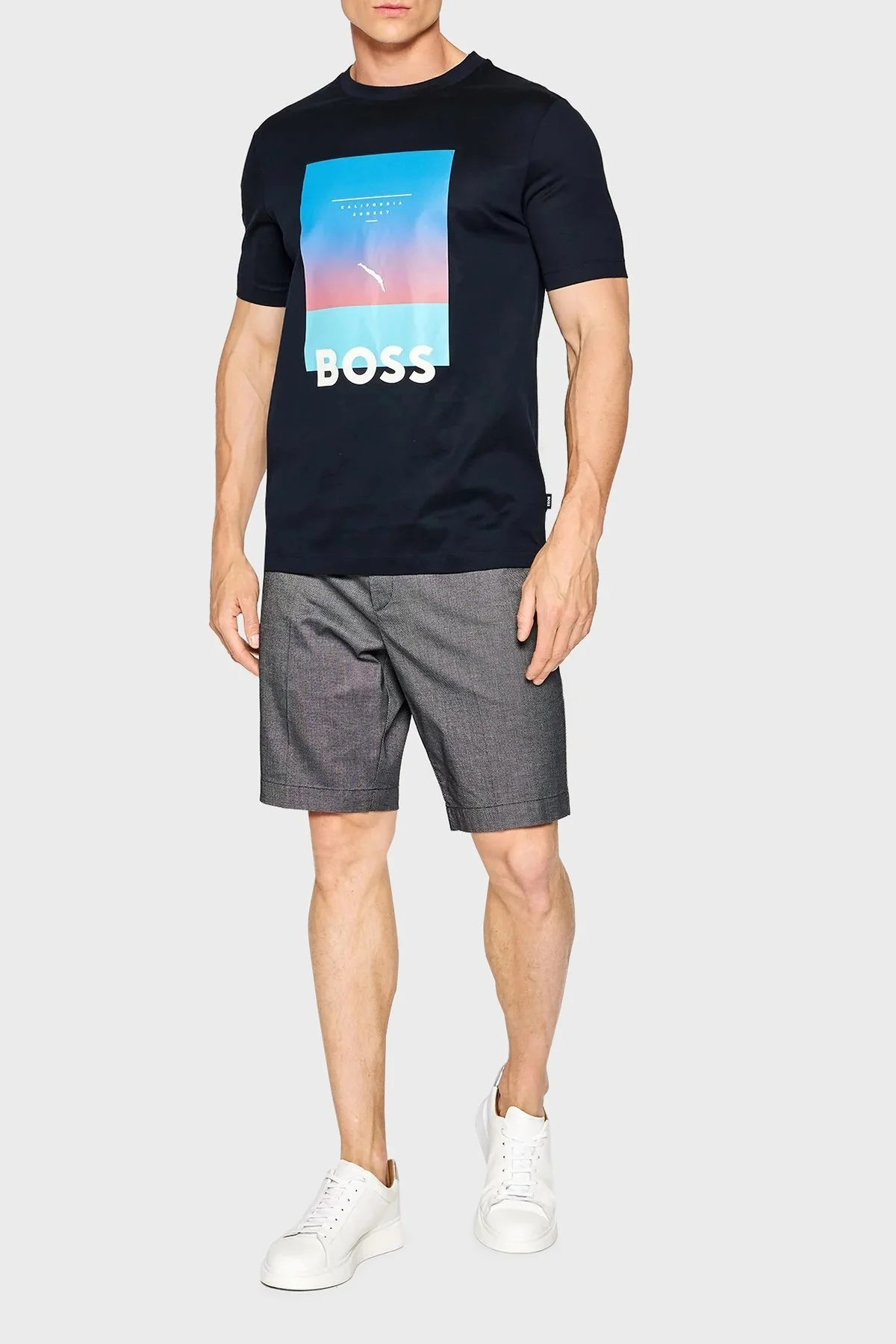 Boss Baskılı Merserize Pamuklu Bisiklet Yaka Slim Fit Erkek T Shirt 50469501 404 LACİVERT - 4