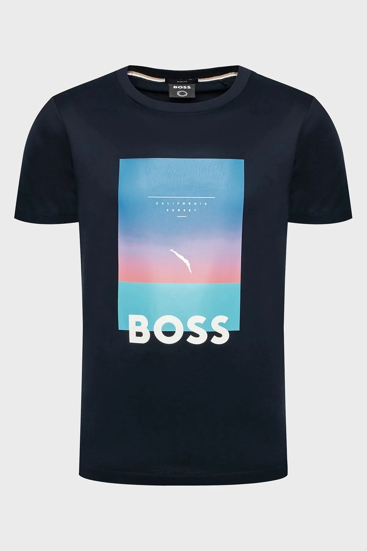 Boss Baskılı Merserize Pamuklu Bisiklet Yaka Slim Fit Erkek T Shirt 50469501 404 LACİVERT - 5