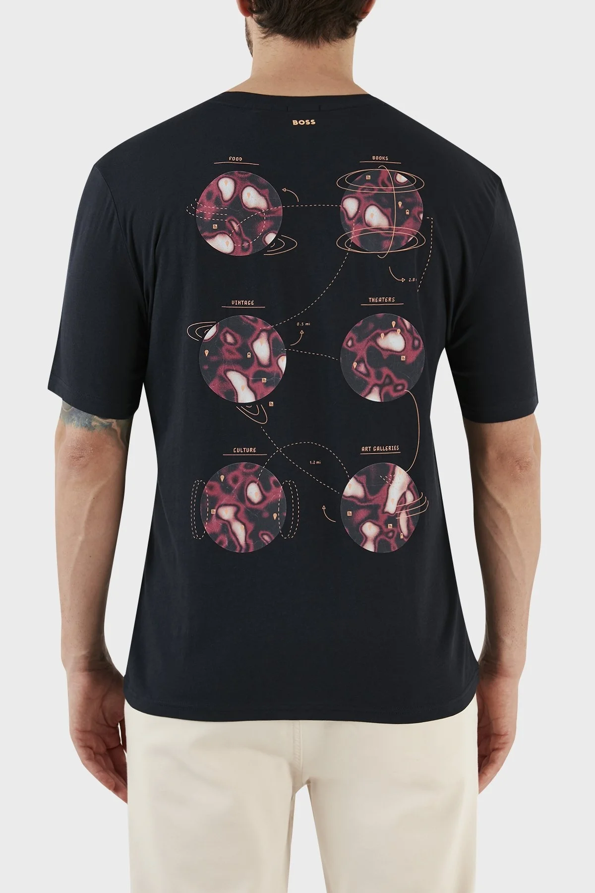 Boss Baskılı Pamuklu Jarse Relaxed Fit Bisiklet Yaka Erkek T Shirt 50491726 404 LACİVERT - 2