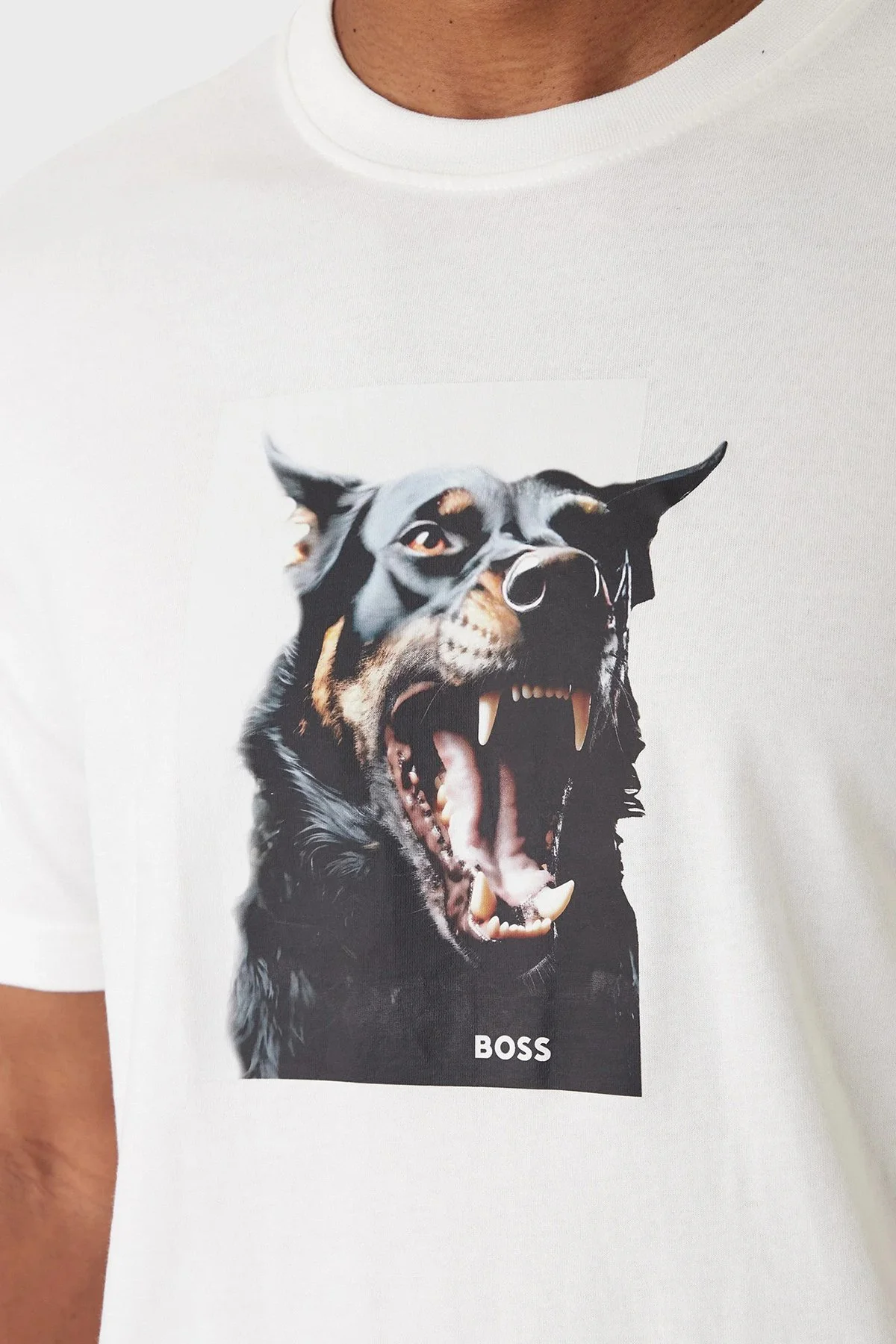 Boss Baskılı Pamuklu Regular Fit Bisiklet Yaka Erkek T Shirt 50558965 100 BEYAZ - 4