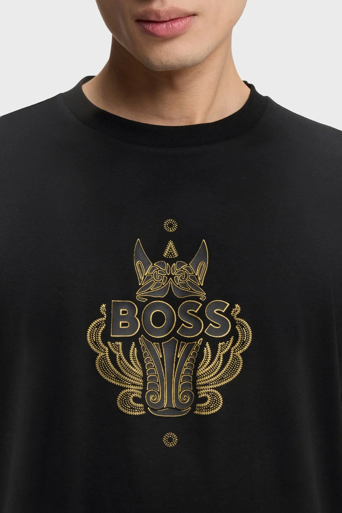 Boss Baskılı Pamuklu Regular Fit Bisiklet Yaka Erkek T Shirt 50565015 001 Siyah - 4