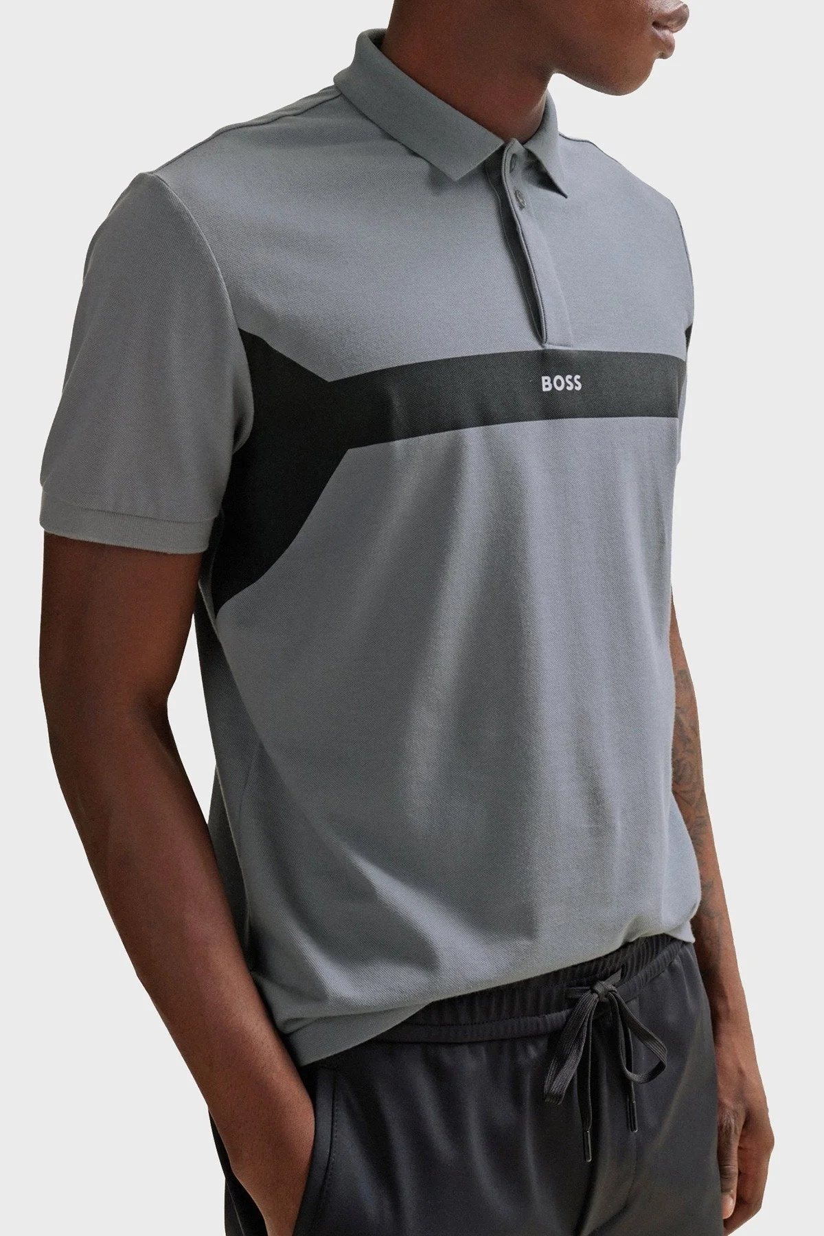 Boss Baskılı Pamuklu Regular Fit Düğmeli Erkek Polo Yaka T Shirt 50506184 036 GRİ - 4