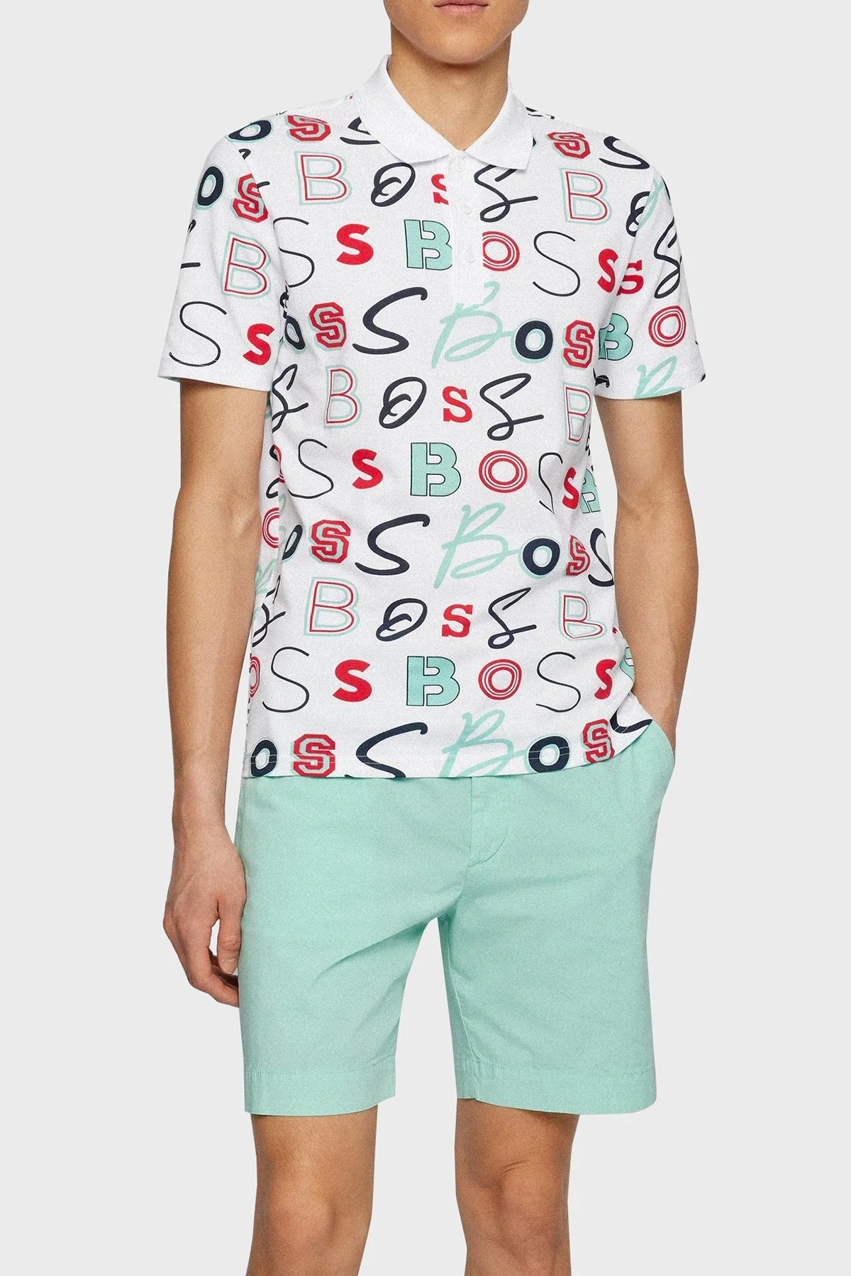 Boss Baskılı Pamuklu Regular Fit Erkek Polo T Shirt 50473612 100 BEYAZ - 1