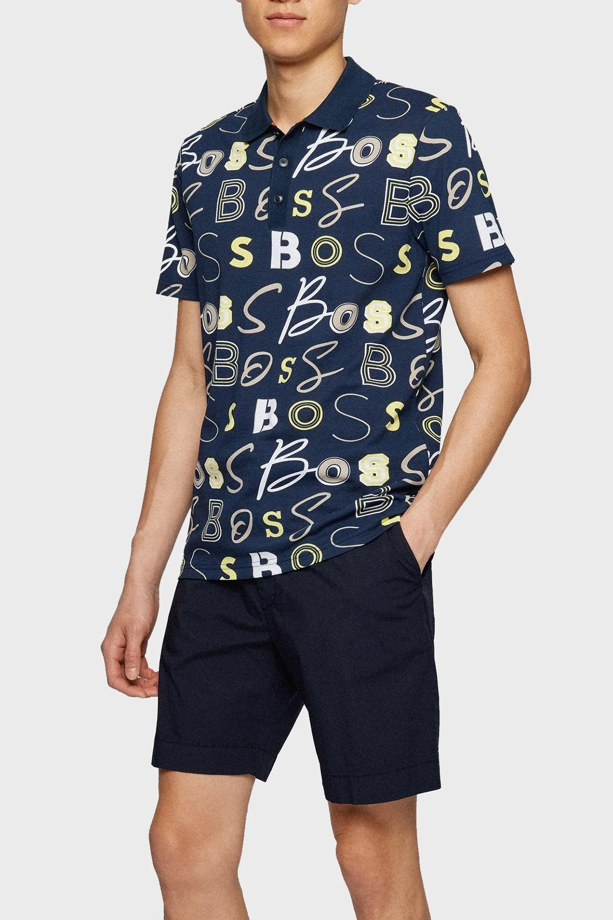 Boss Baskılı Pamuklu Regular Fit Erkek Polo T Shirt 50473612 404 LACİVERT - 1