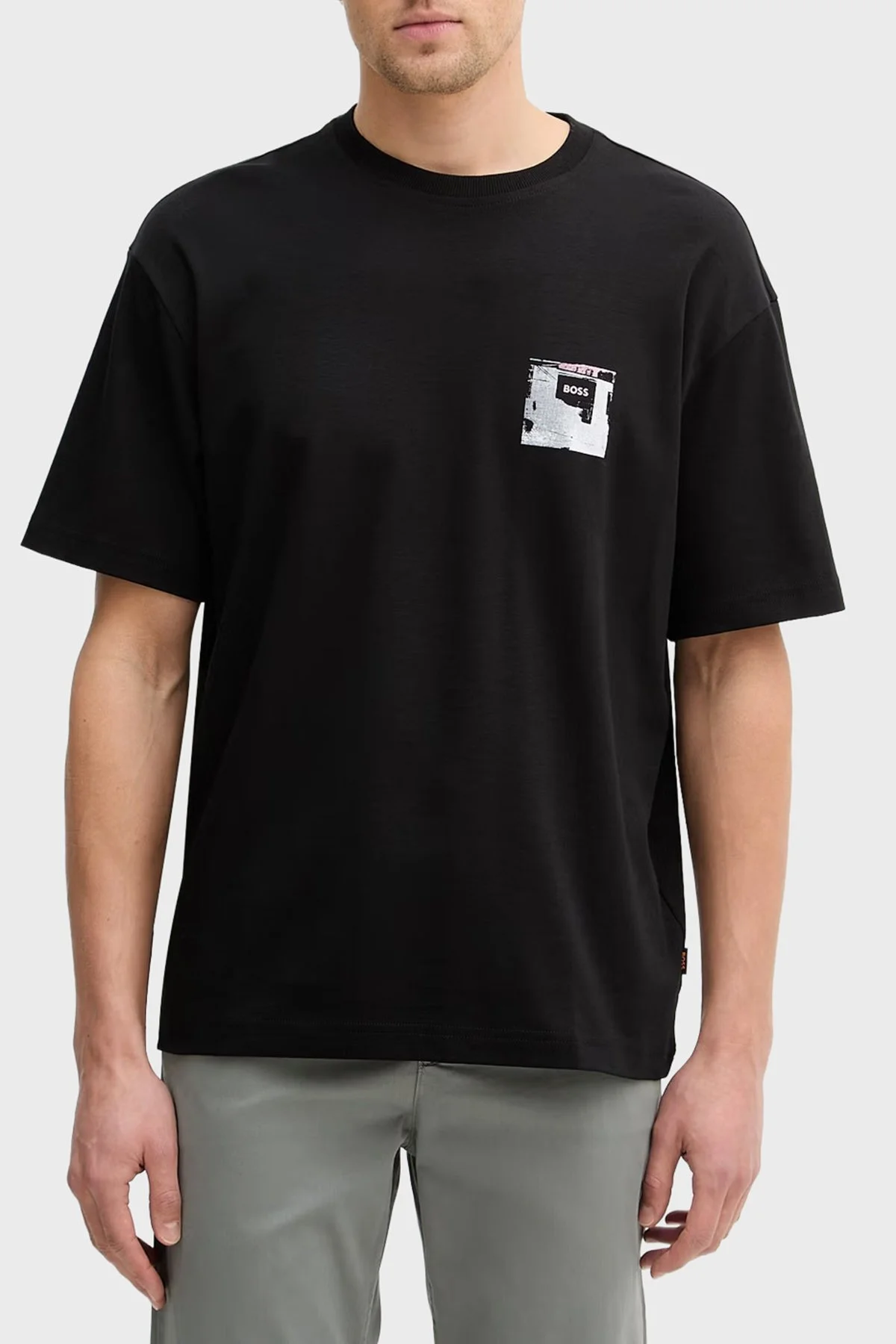 Boss Baskılı Pamuklu Relaxed Fit Bisiklet Yaka Erkek T Shirt 50556032 001 SİYAH - 1