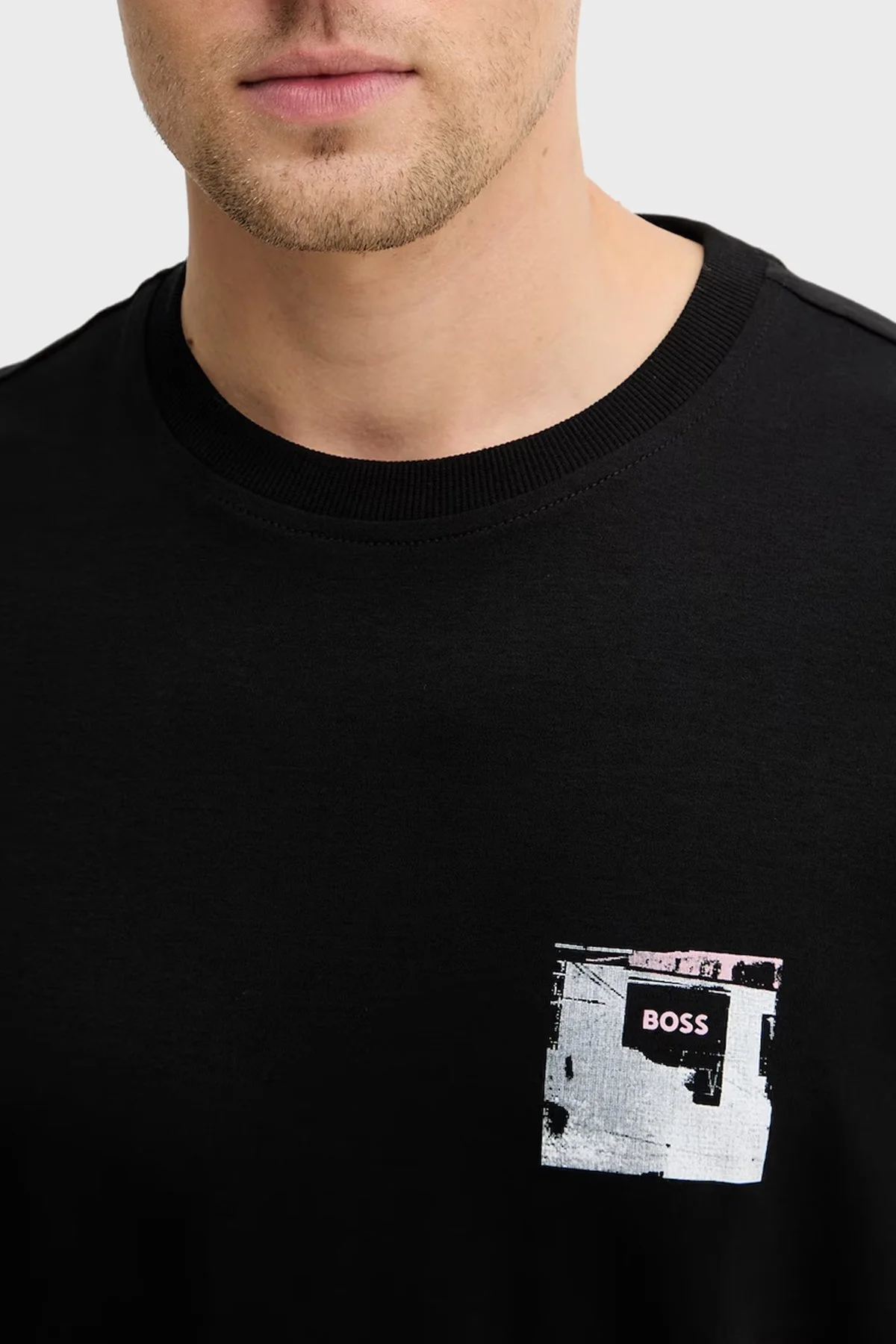 Boss Baskılı Pamuklu Relaxed Fit Bisiklet Yaka Erkek T Shirt 50556032 001 SİYAH - 4
