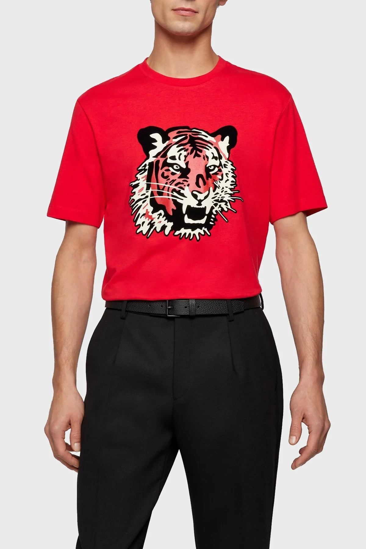 Boss Baskılı Regular Fit Bisiklet Yaka % 100 Pamuk Erkek T Shirt 50462724 623 KIRMIZI - 1