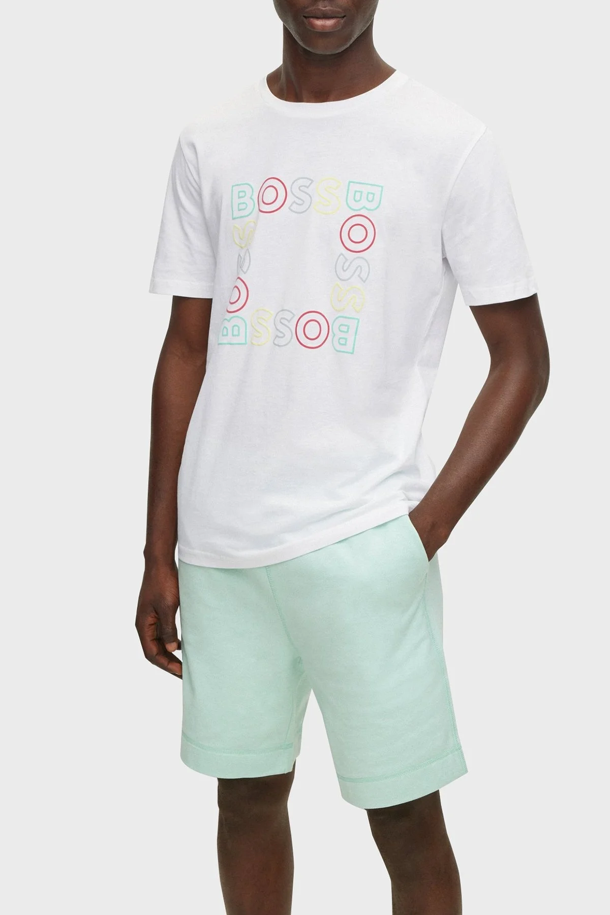 Boss Baskılı Regular Fit Bisiklet Yaka % 100 Pamuk Erkek T Shirt 50481910 100 BEYAZ - 1