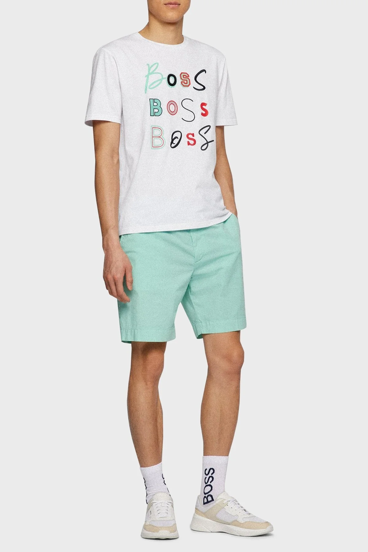 Boss Baskılı Relaxed Fit Bisiklet Yaka % 100 Pamuk Erkek T Shirt 50473066 100 BEYAZ - 3