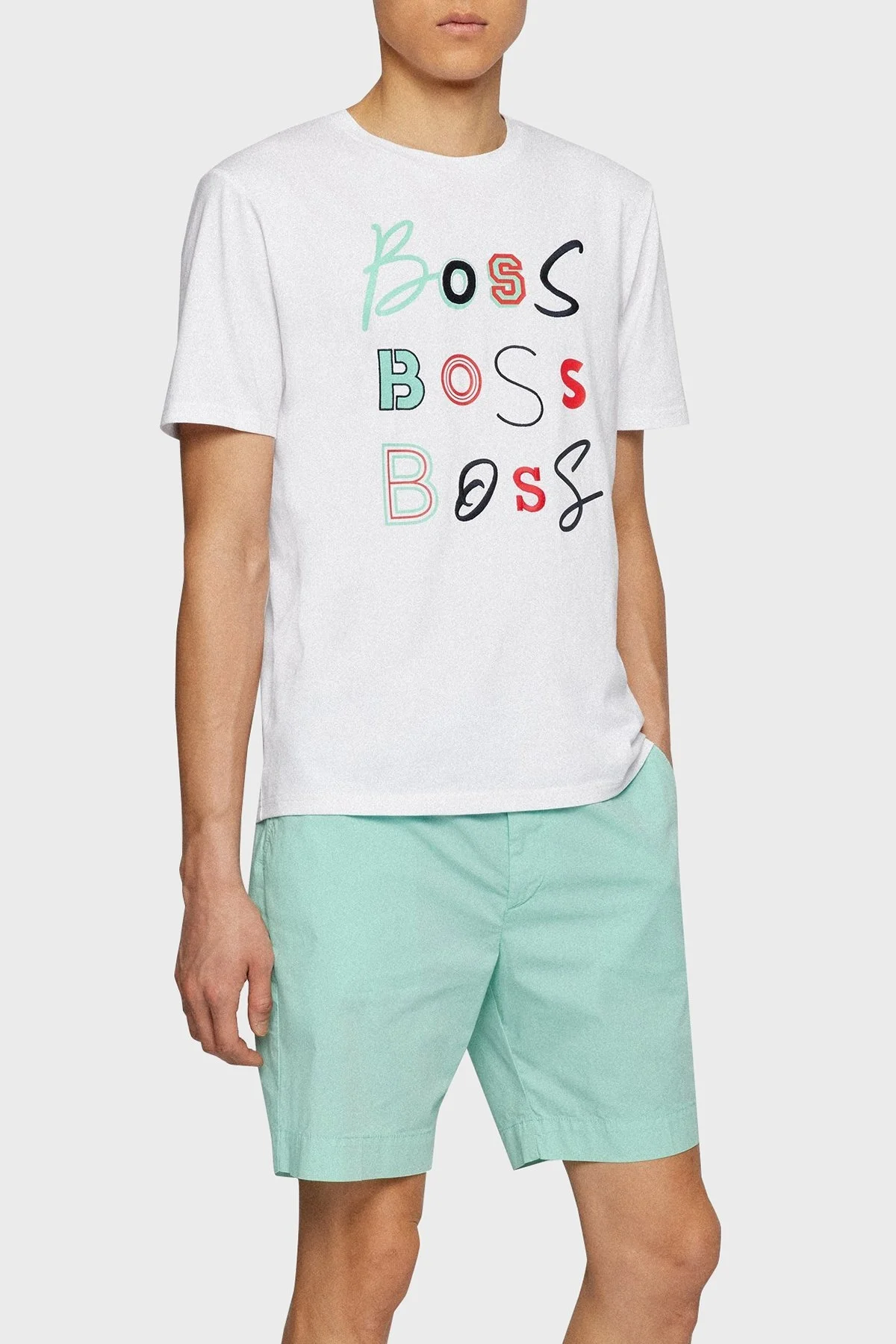 Boss Baskılı Relaxed Fit Bisiklet Yaka % 100 Pamuk Erkek T Shirt 50473066 100 BEYAZ - 4