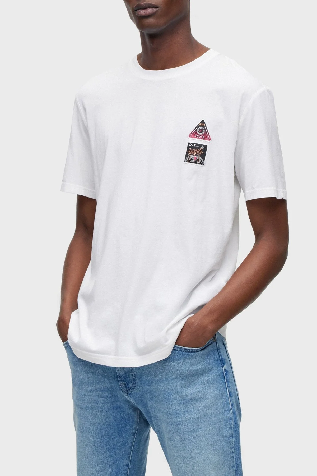 Boss Baskılı Relaxed Fit Bisiklet Yaka Pamuklu Jarse Erkek T Shirt 50491726 100 BEYAZ - 1