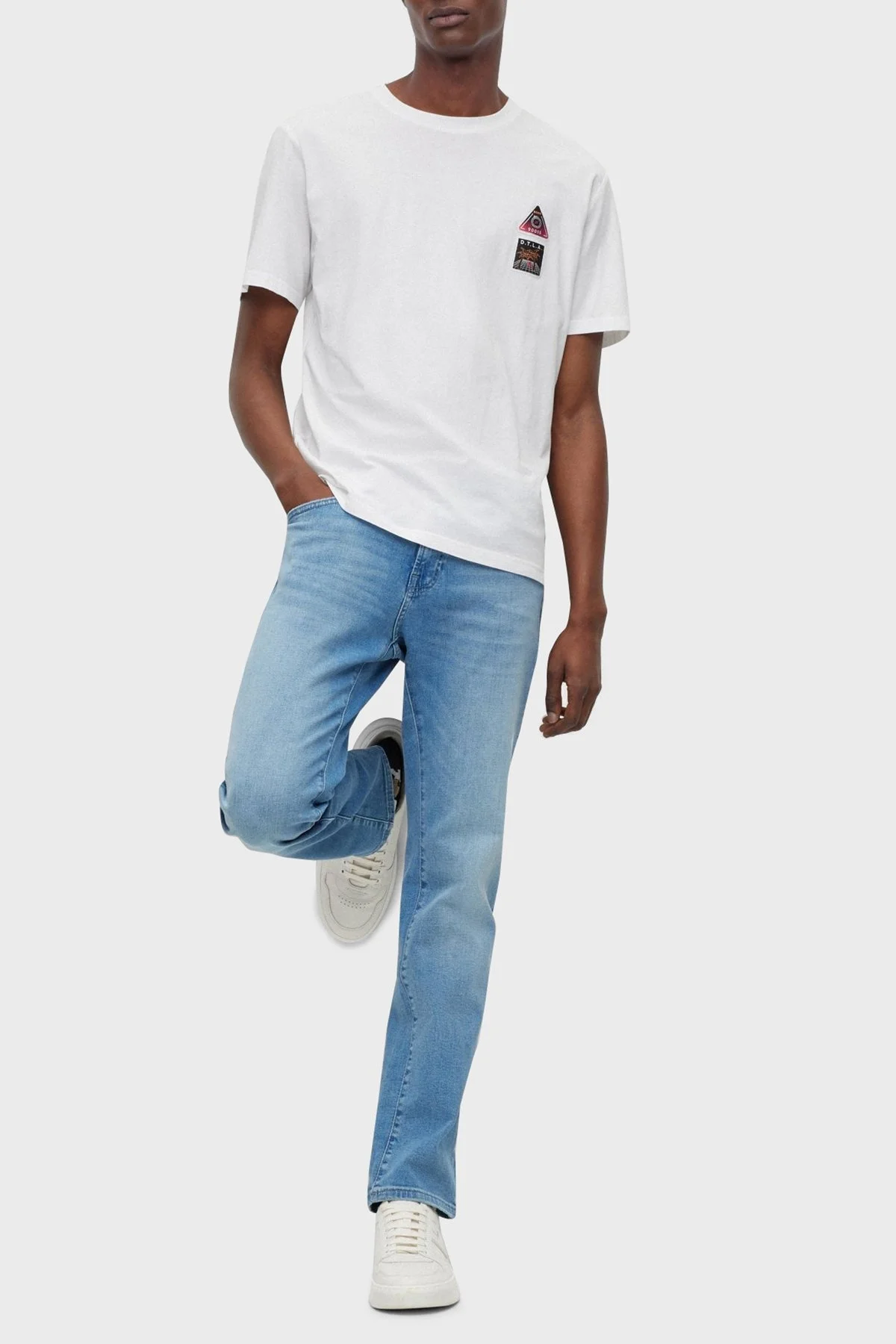 Boss Baskılı Relaxed Fit Bisiklet Yaka Pamuklu Jarse Erkek T Shirt 50491726 100 BEYAZ - 2