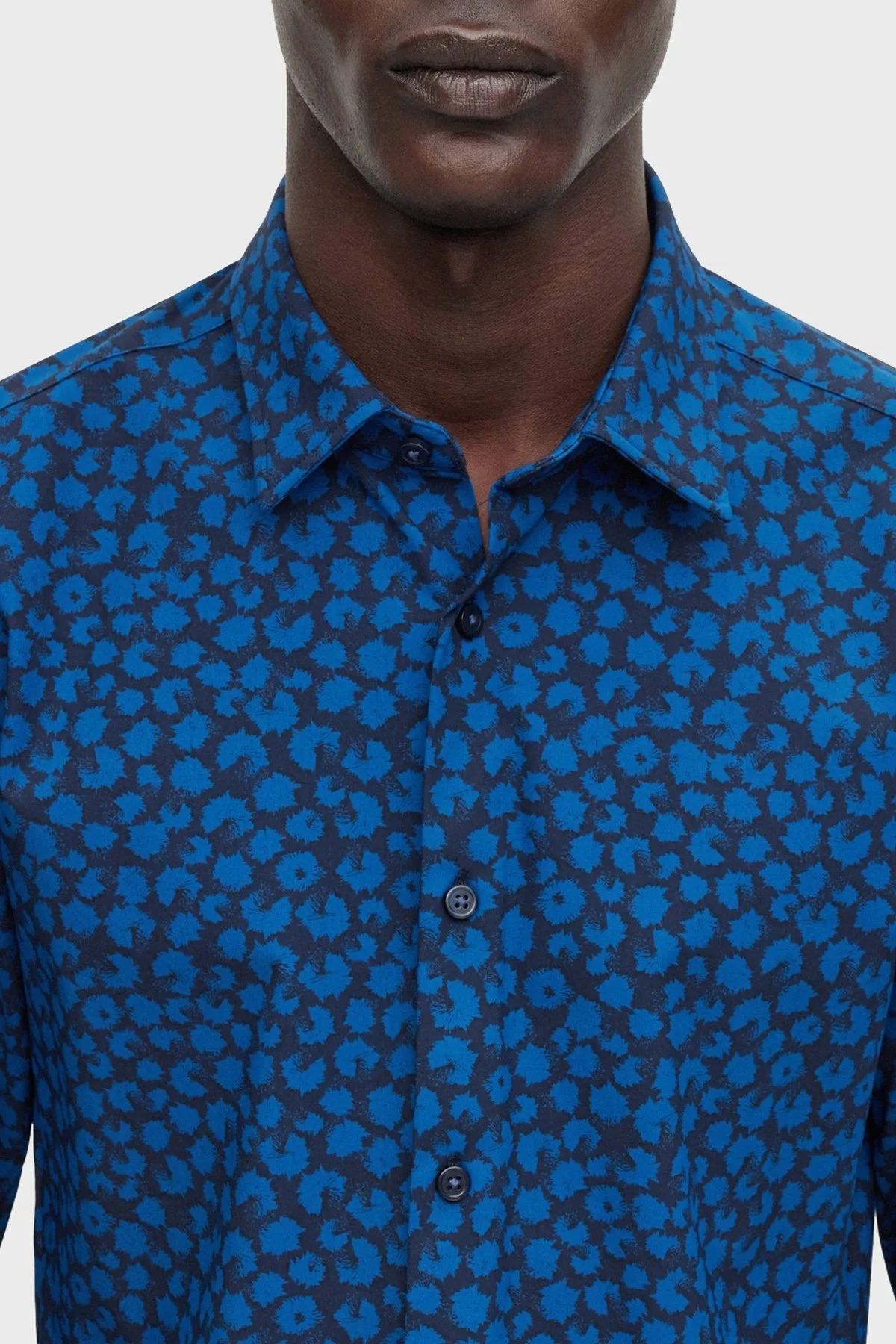 Boss Baskılı Streç Jarseden Dar Kesim Erkek Gömlek 50483716 404 LACİVERT - 4