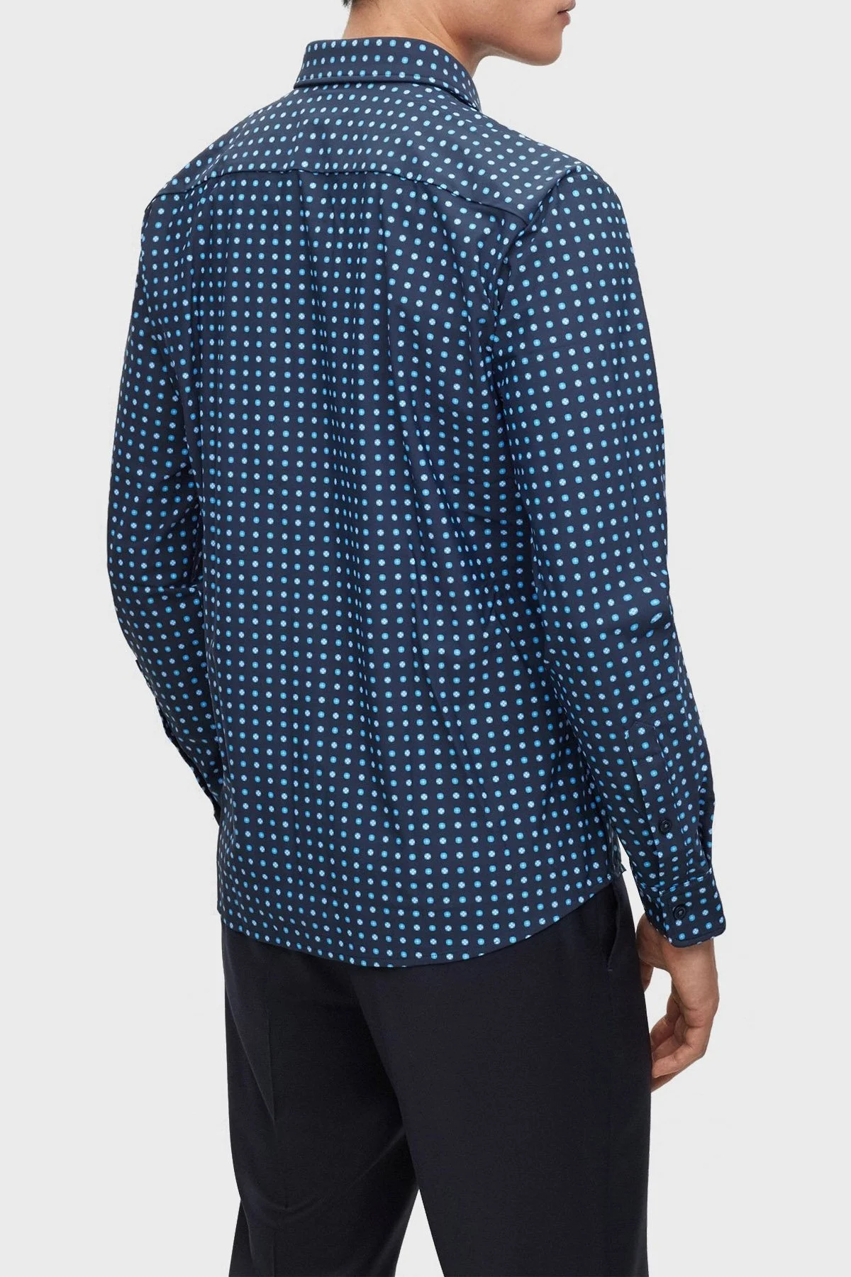 Boss Baskılı Streç Jarseden Dar Kesim Erkek Gömlek 50483716 445 BEYAZ-LACİVERT - 3