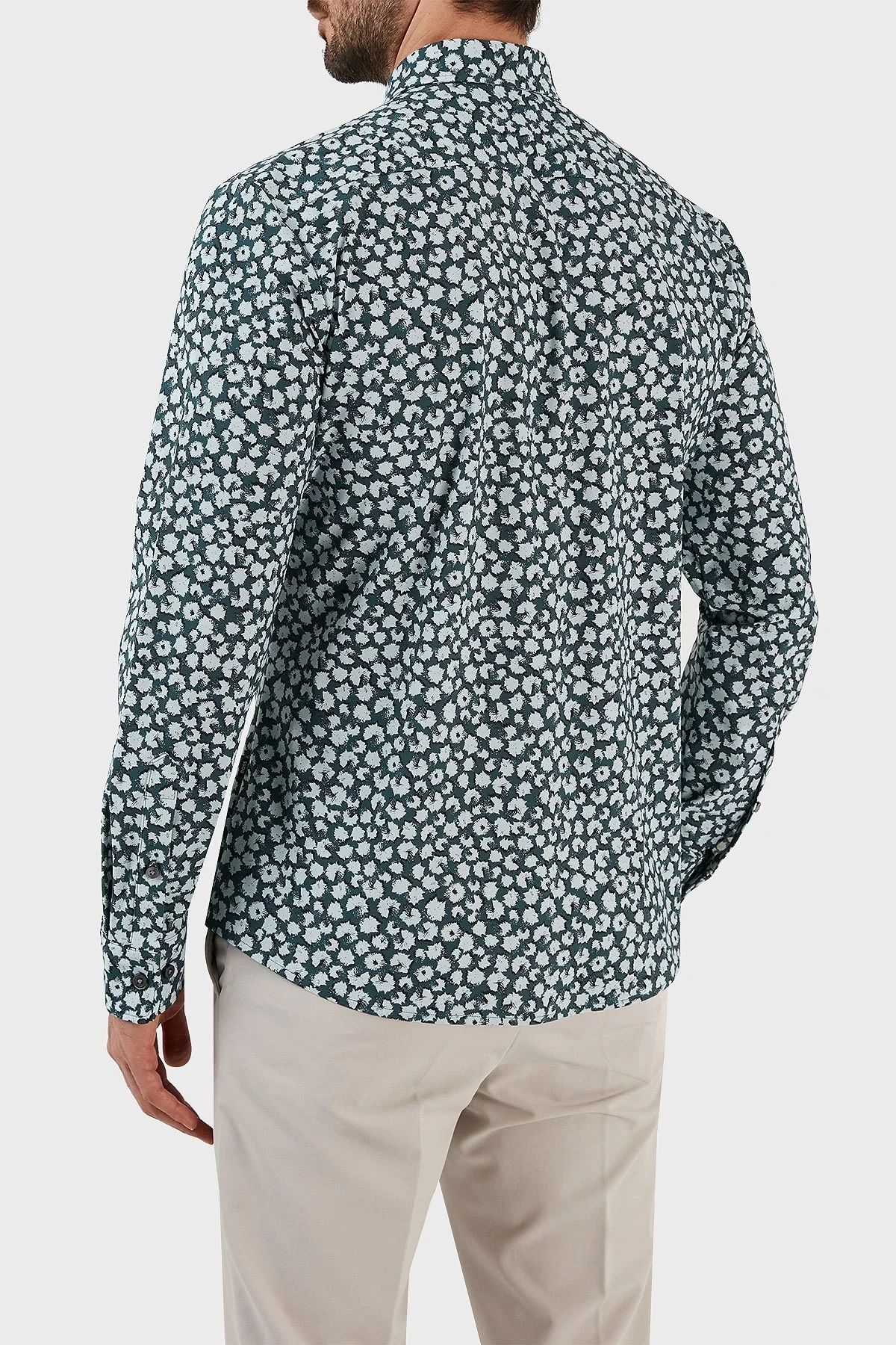 Boss Baskılı Streç Jarseden Dar Kesim Erkek Gömlek 50483716 457 MAVİ - 6