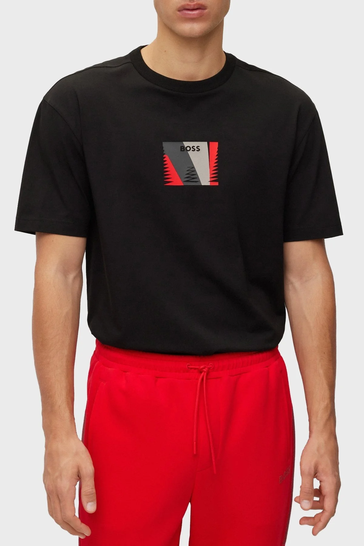 Boss Baskılı Streç Pamuklu Bisiklet Yaka Relaxed Fit Erkek T Shirt 50483771 001 SİYAH - 1