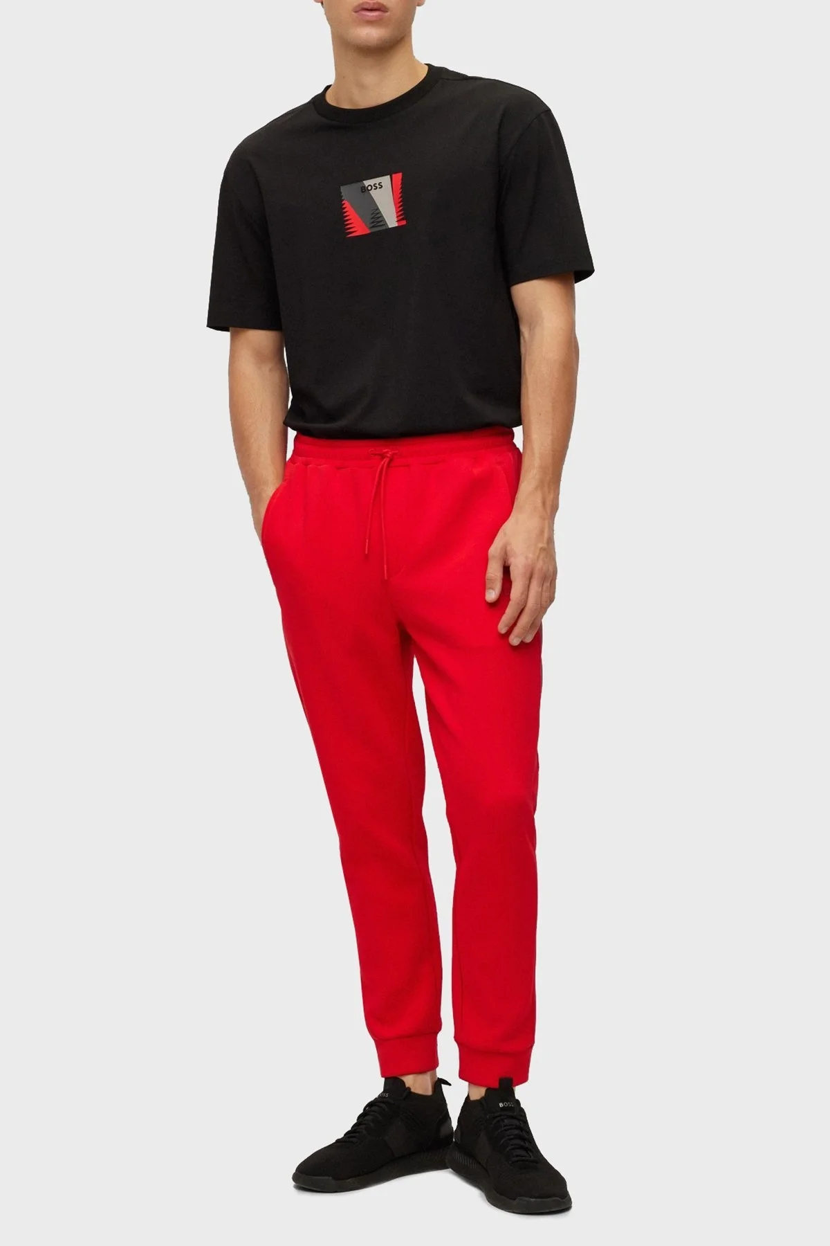 Boss Baskılı Streç Pamuklu Bisiklet Yaka Relaxed Fit Erkek T Shirt 50483771 001 SİYAH - 2