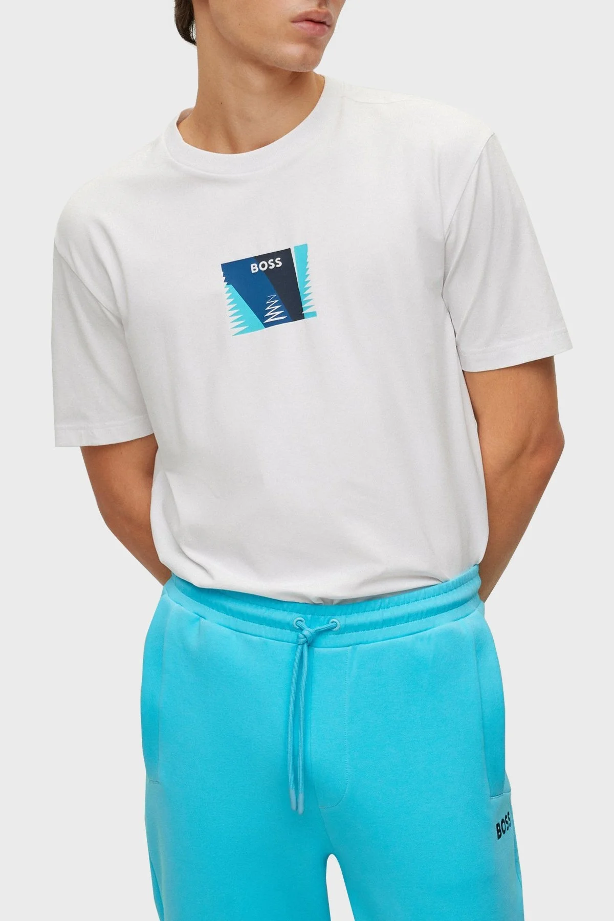 Boss Baskılı Streç Pamuklu Bisiklet Yaka Relaxed Fit Erkek T Shirt 50483771 100 BEYAZ - 1