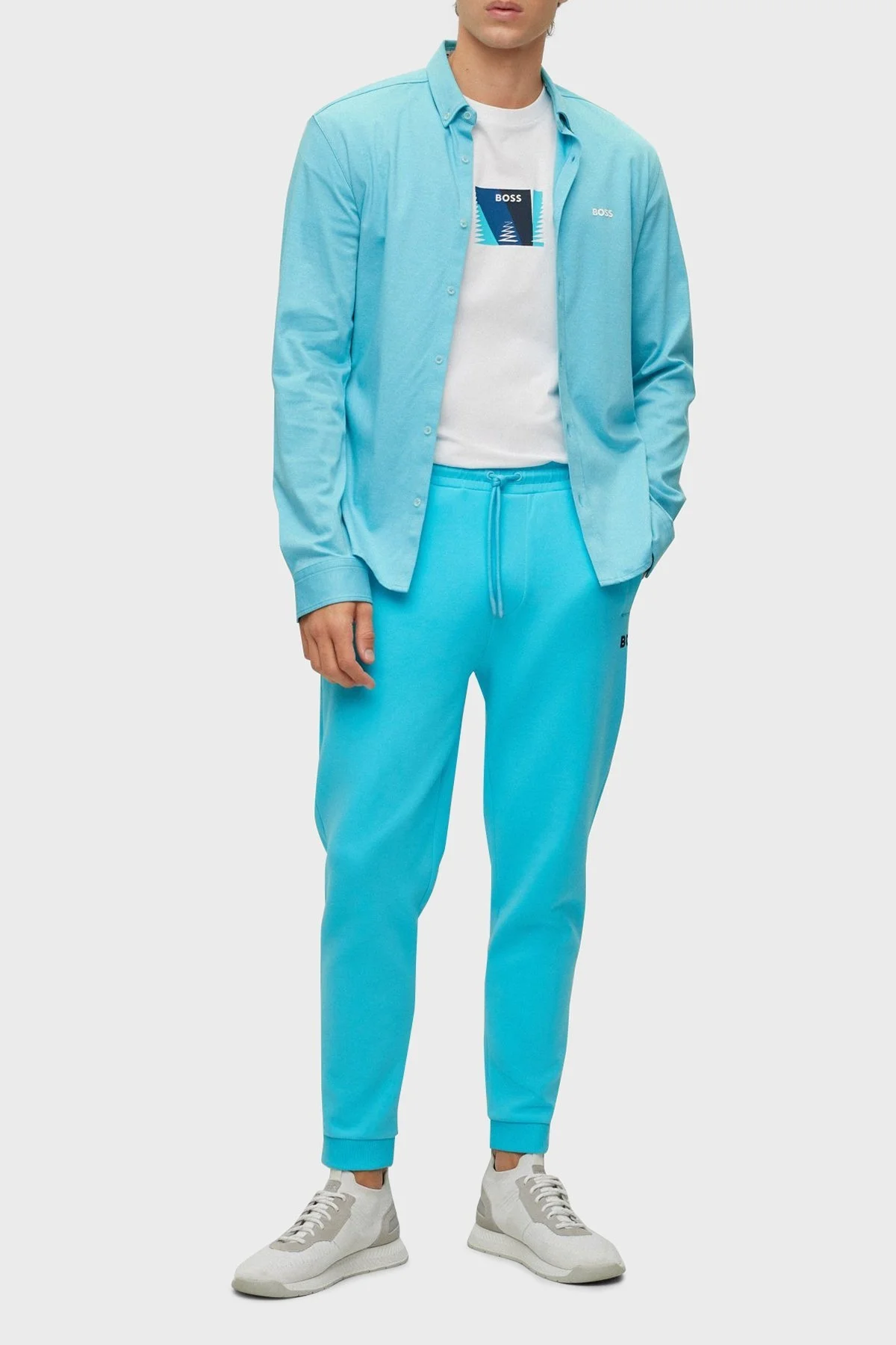 Boss Baskılı Streç Pamuklu Bisiklet Yaka Relaxed Fit Erkek T Shirt 50483771 100 BEYAZ - 2