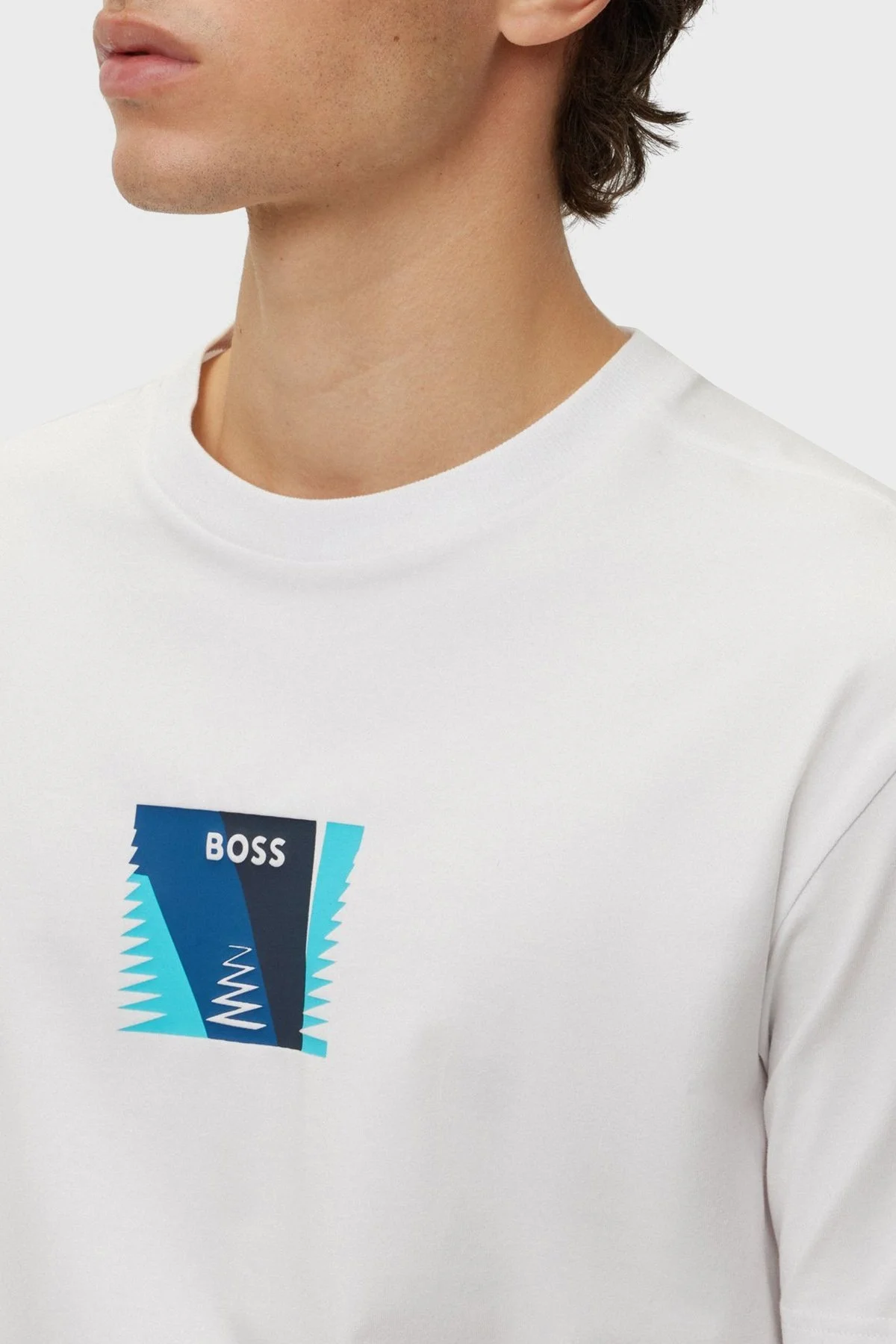 Boss Baskılı Streç Pamuklu Bisiklet Yaka Relaxed Fit Erkek T Shirt 50483771 100 BEYAZ - 4