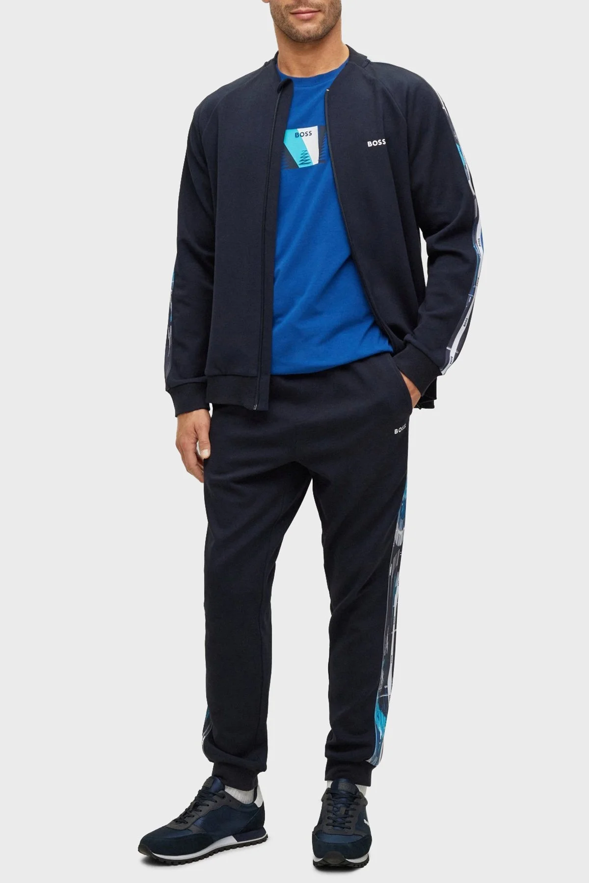 Boss Baskılı Streç Pamuklu Bisiklet Yaka Relaxed Fit Erkek T Shirt 50483771 432 SAKS - 2