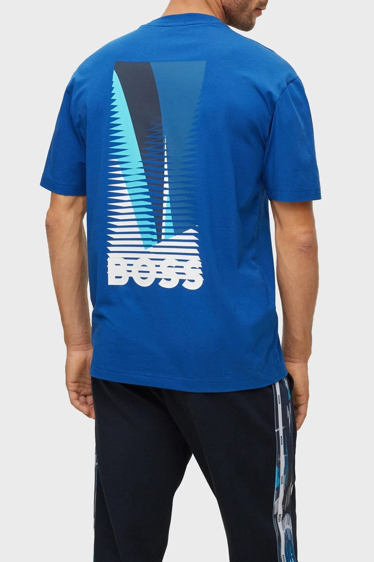 Boss Baskılı Streç Pamuklu Bisiklet Yaka Relaxed Fit Erkek T Shirt 50483771 432 SAKS - 3